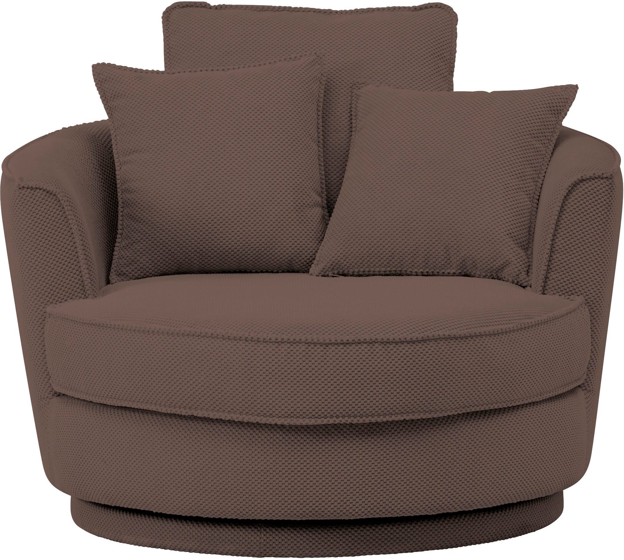 Leonique Draaibare fauteuil MAISIE, Love Seat XXL, leesfauteuil BIG- Zetel in MEGA CORD en geweven velours, 360 graden draaibaar