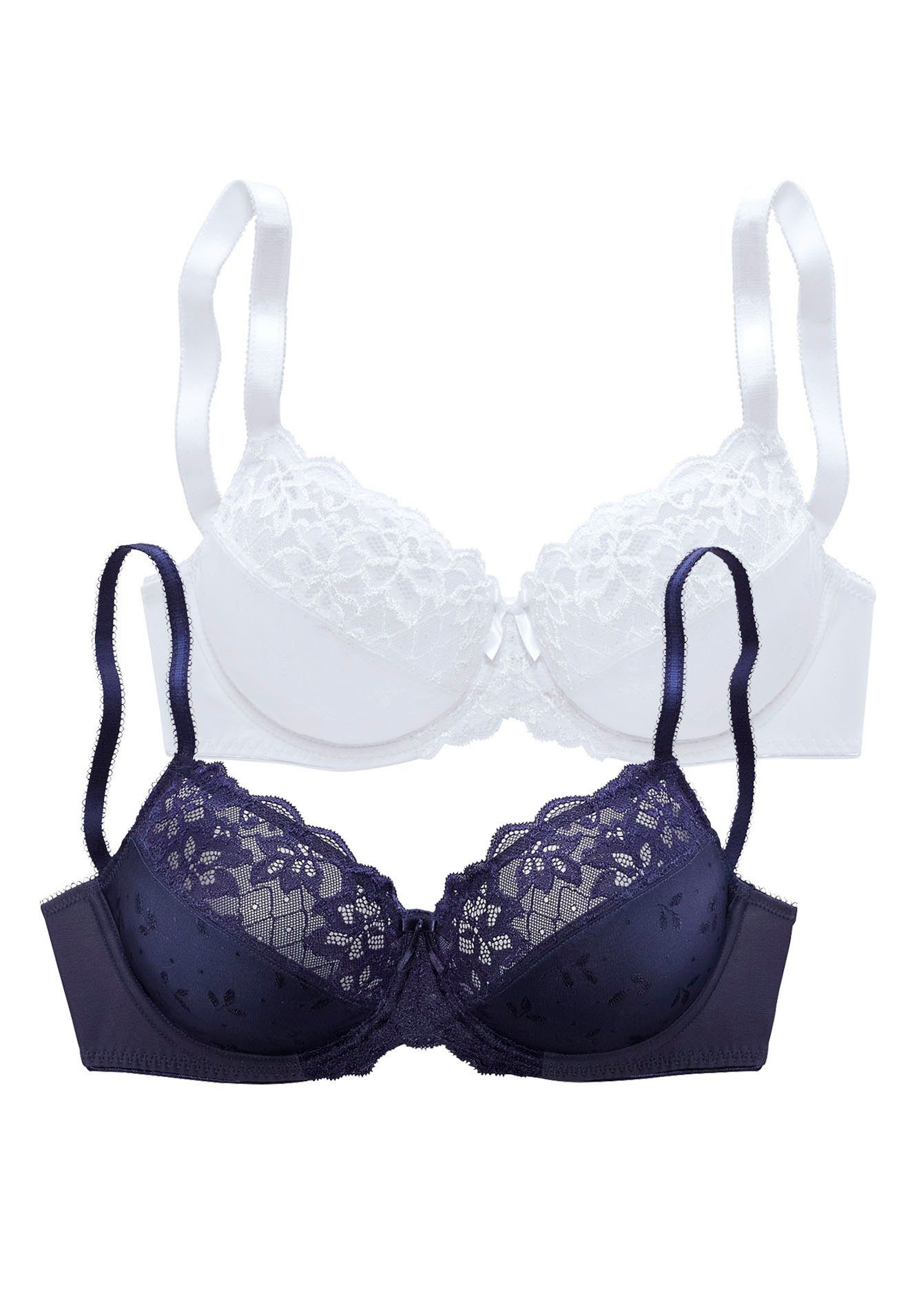 Petite fleur Beugel-bh met elastische kant, dessous (Set van 2)