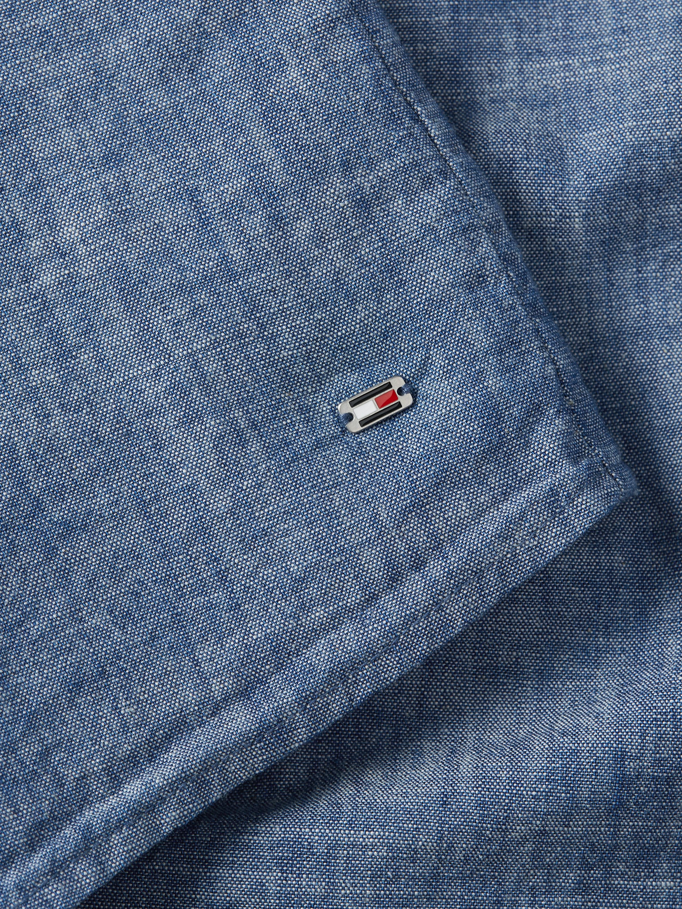 Tommy Hilfiger Shirtblouse CHAMBRAY RUFFLE RELAXED SHIRT met ruches chambray kwaliteit