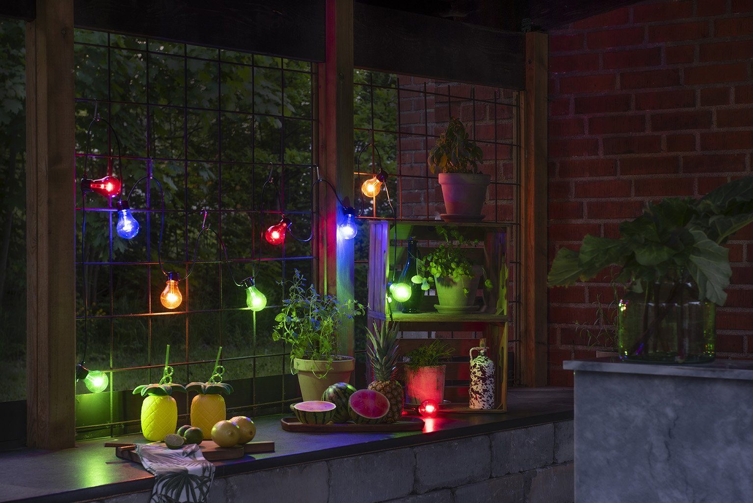 KONSTSMIDE Led-lichtsnoer kleurig, 10 gekleurde lampen / 80 warmwitte diodes