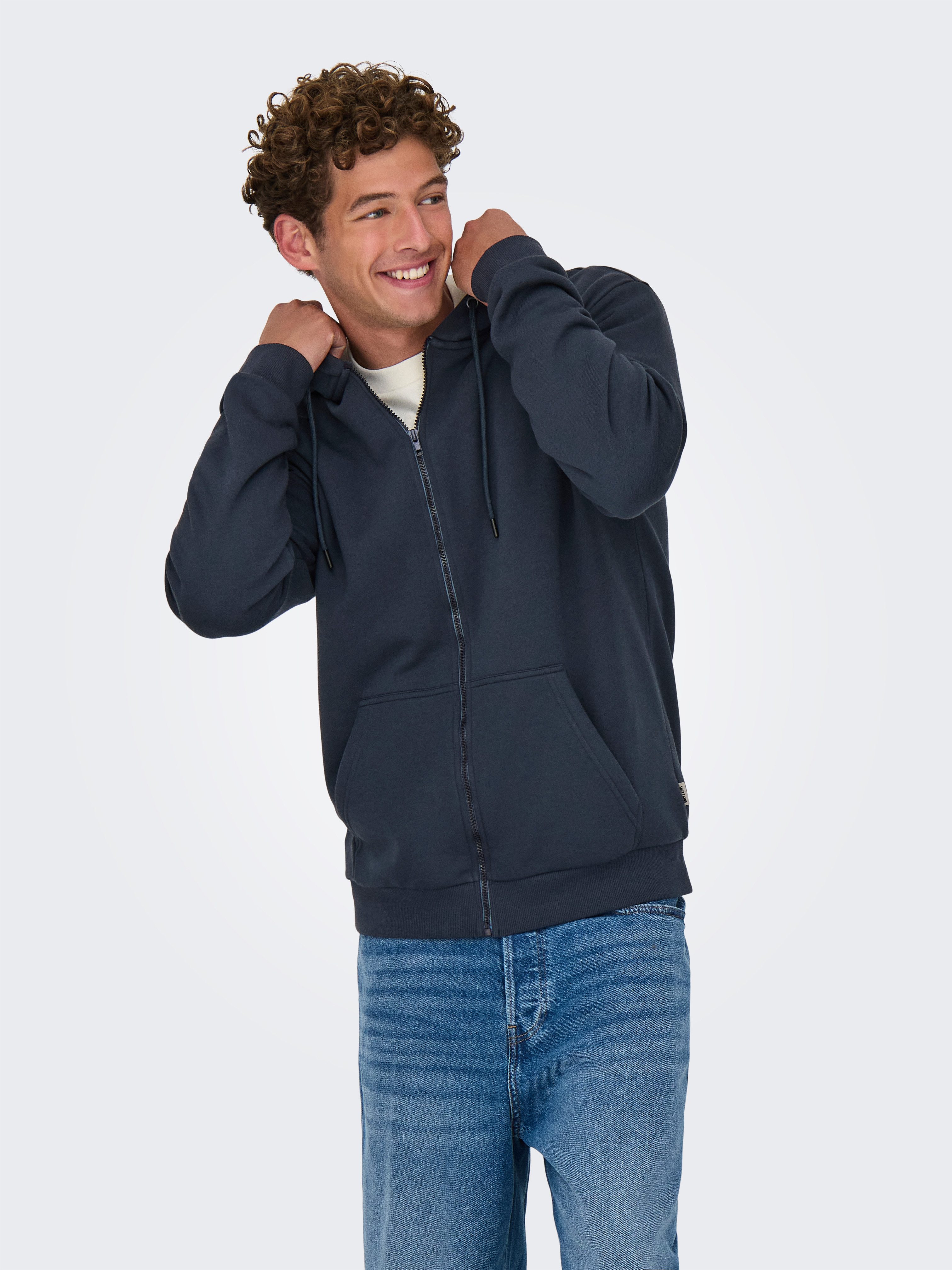 ONLY & SONS Capuchonsweatvest ONSCERES ZIP THR. HOODIE SWEAT NOOS