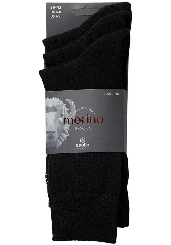 Apollo Basic sokken Unisex met borduursel en zachte merinowol (Set van 3)