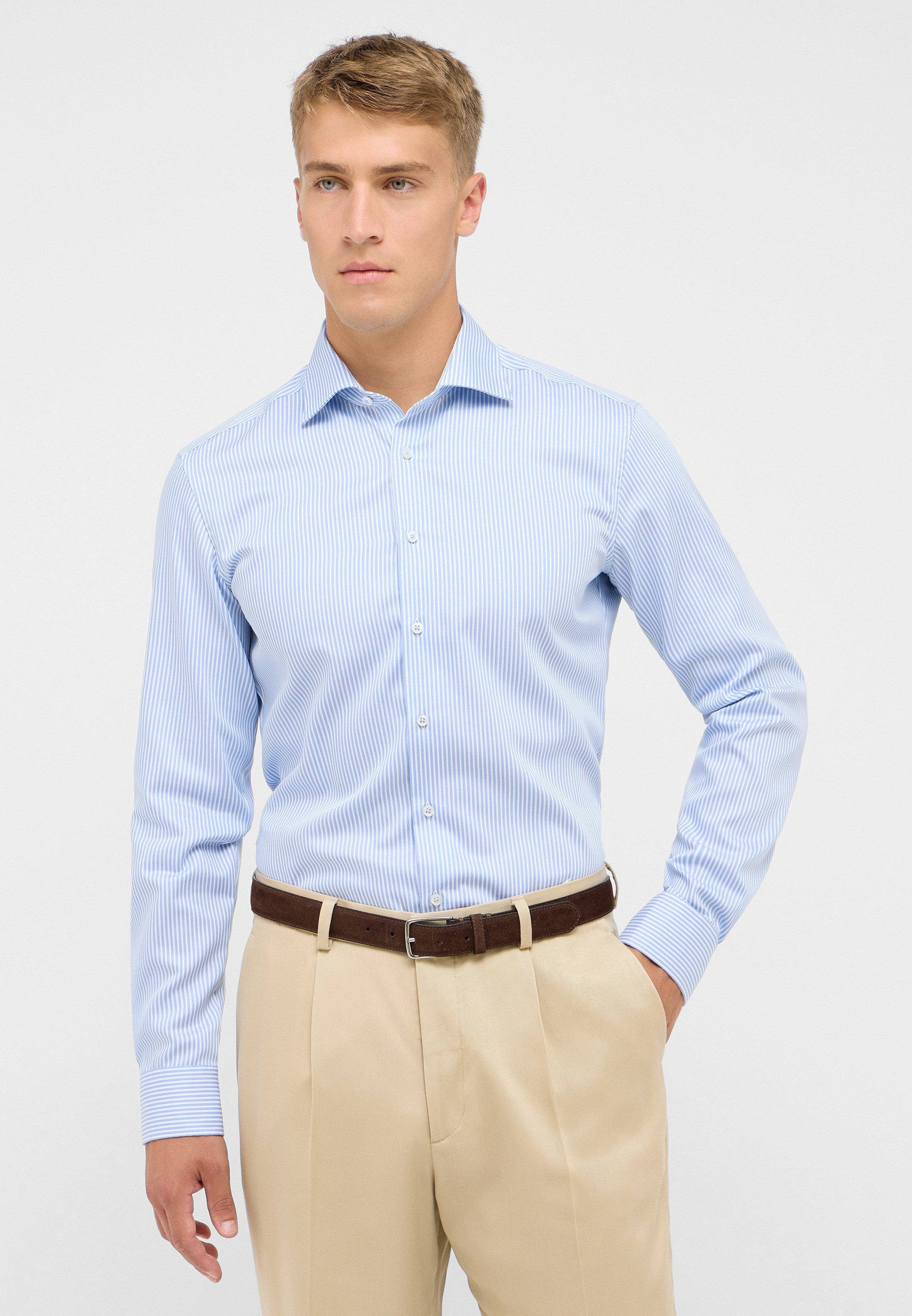 Eterna Overhemd met lange mouwen Slim fit heren overhemden maat 40 blauw