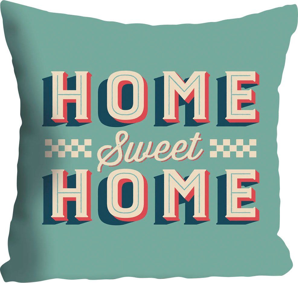 queence Sierkussen Home Sweet Home met opschrift, kussenovertrek zonder vulling(1 stuk)
