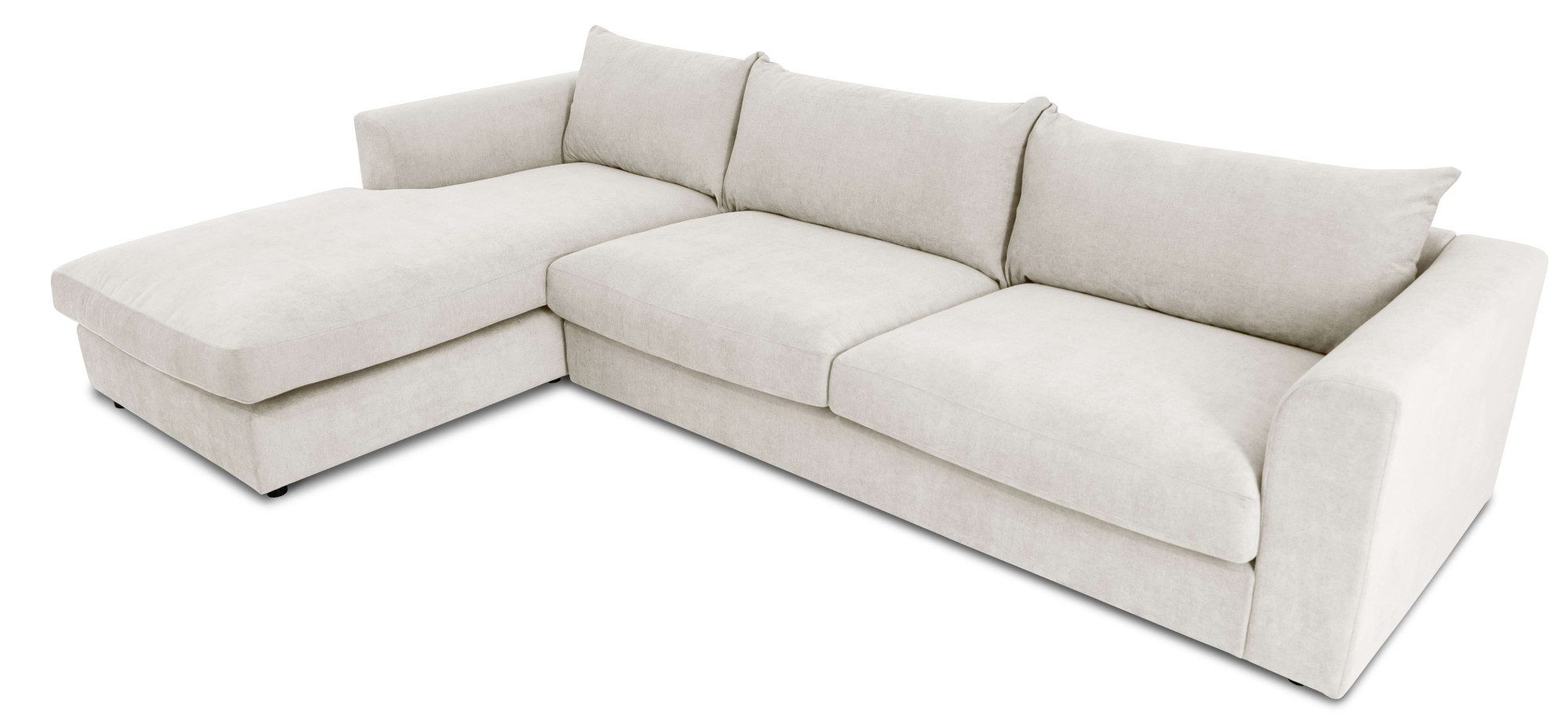 LeGer Home by Lena Gercke Hoekbank Avelina Breedte 297 cm, in cord- en chenille-stof, rugkussen met veren (2-delig)