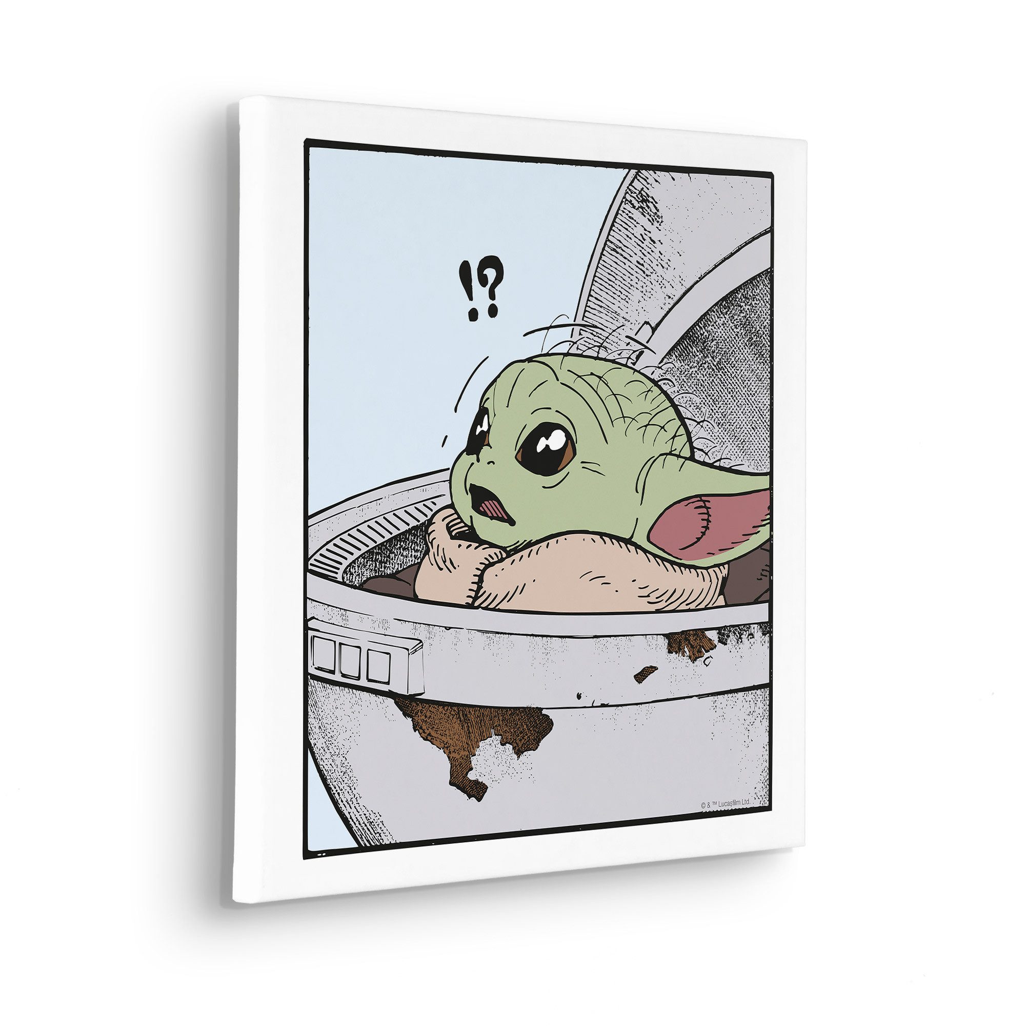 Komar Artprint op linnen Star Wars The Mandalorian Grogu Shocked 40 x 50 cm (breedte x hoogte) - kinderkamer, decoratie (1 stuk)