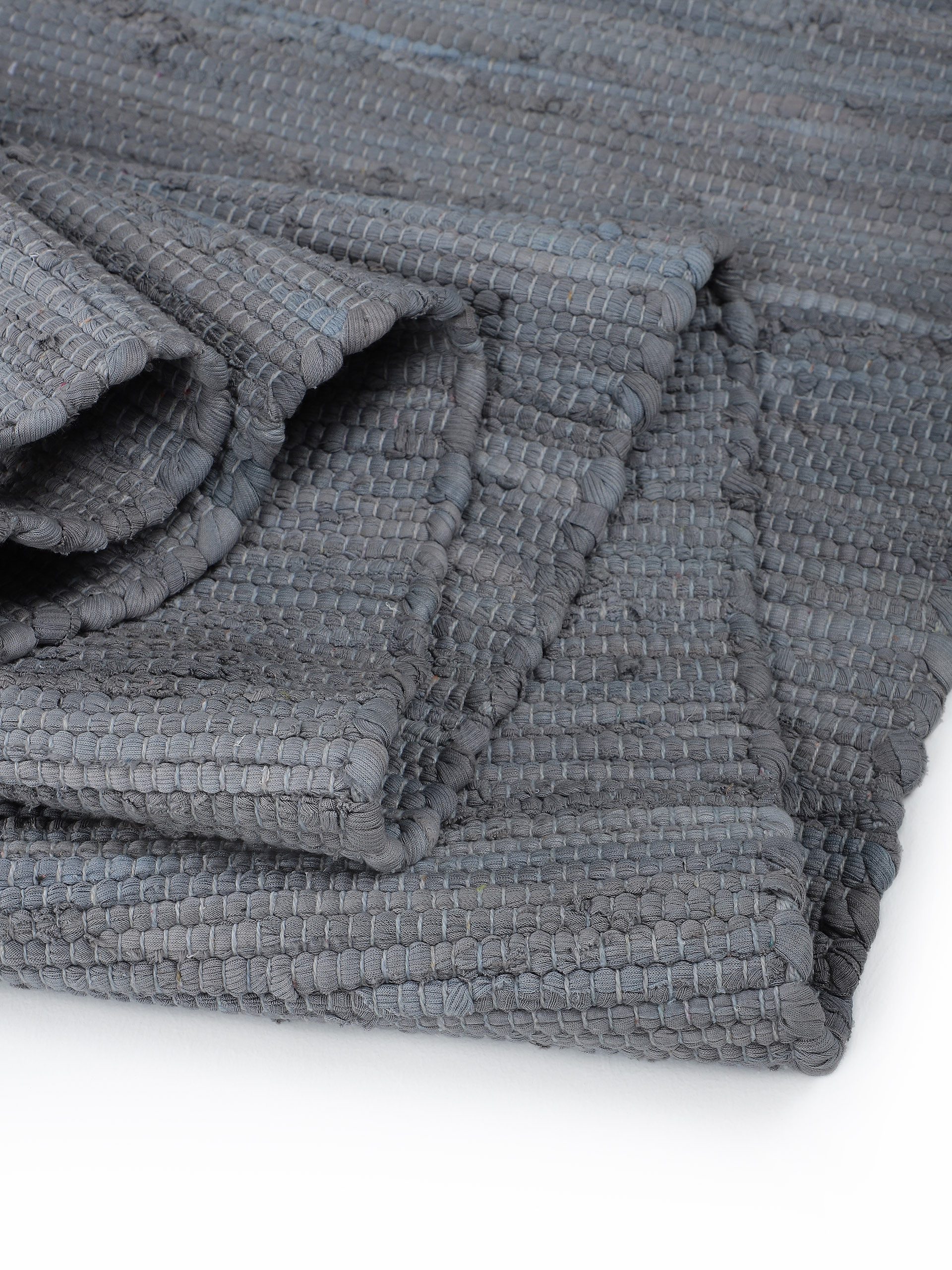 carpetfine Vloerkleed Kelim Chindi uni Tweezijdig te gebruiken kleed, puur katoen, met de hand geweven, unikleuren, met franje