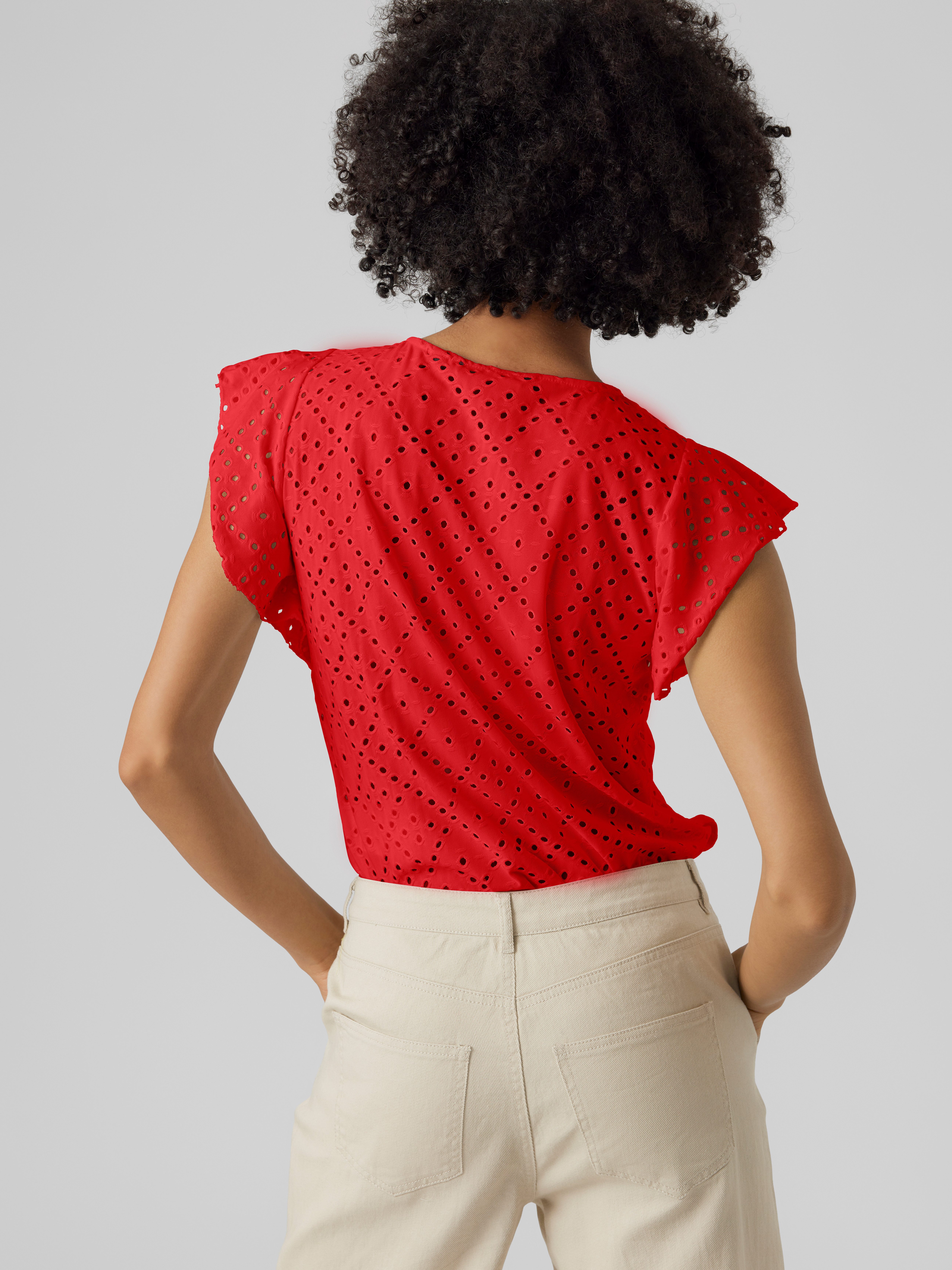 Vero Moda Shirt met ronde hals VMTASSA SL FRILL TOP NOOS