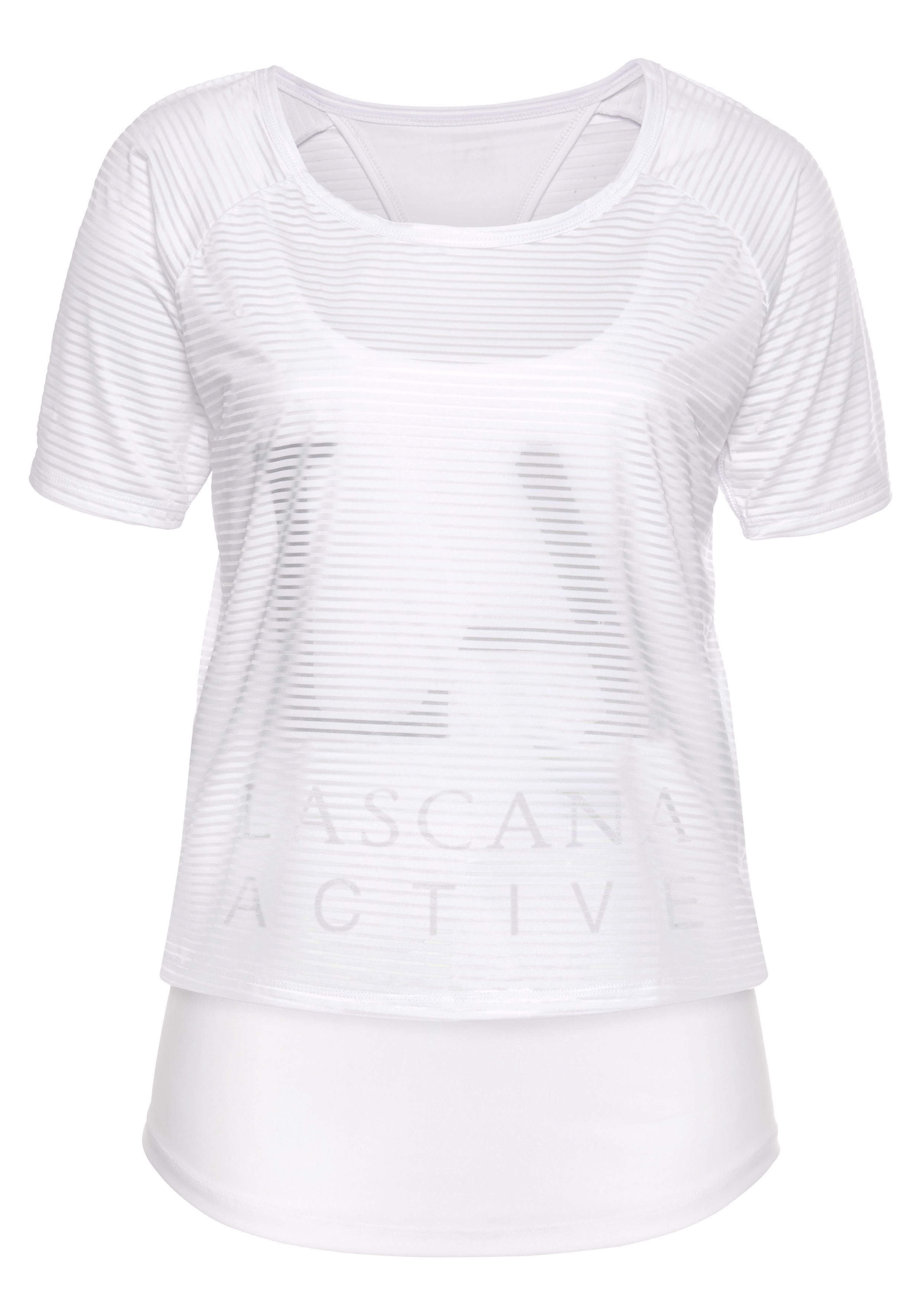 active by Lascana Functioneel shirt Digital Mauve 2-in-1 t-shirt in laagjesdesign