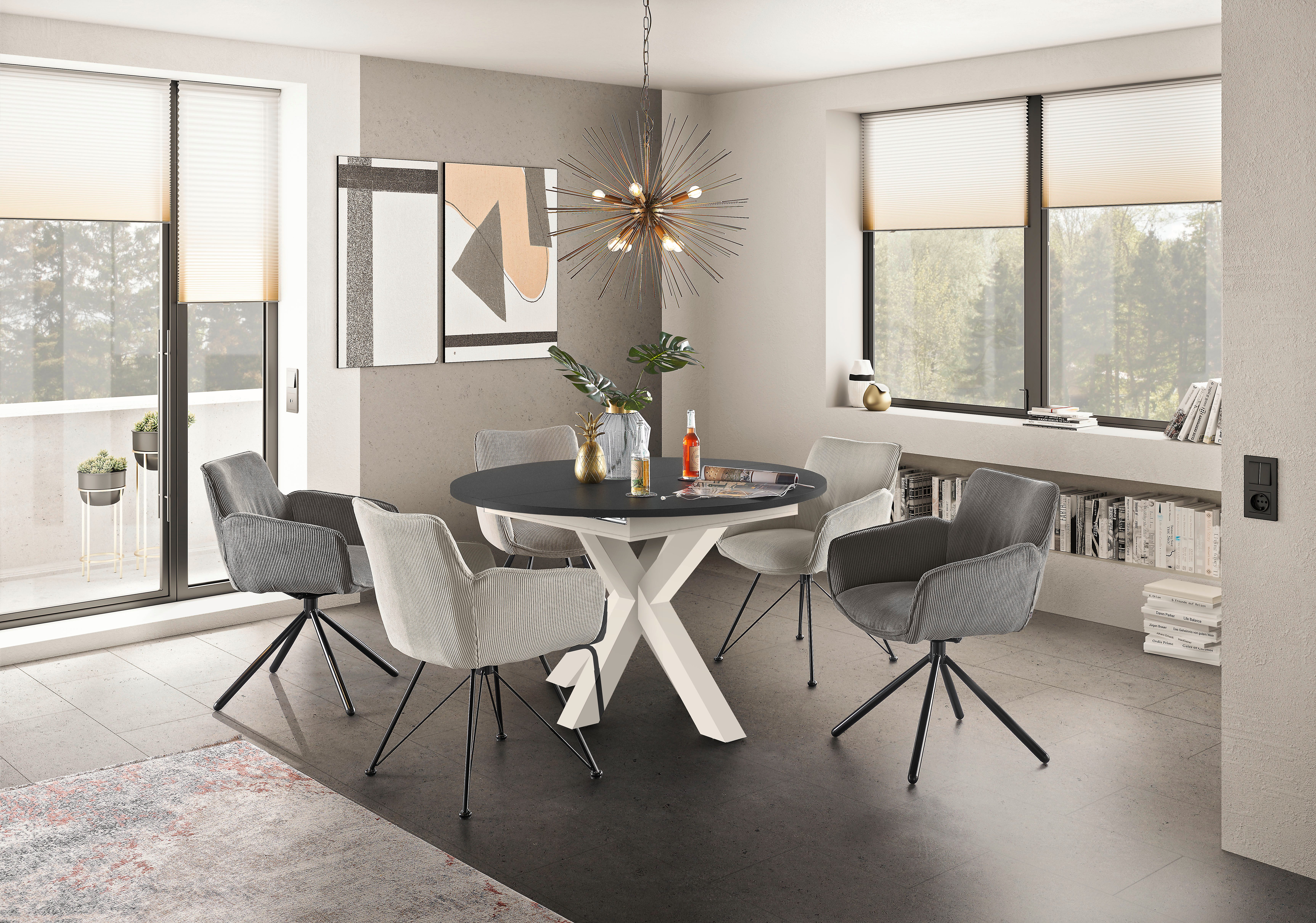 set one by Musterring Eettafel New Atlanta met ronde plaat, uitschuifbaar, stervoet, afmetingen ø130 cm (170x130 cm)