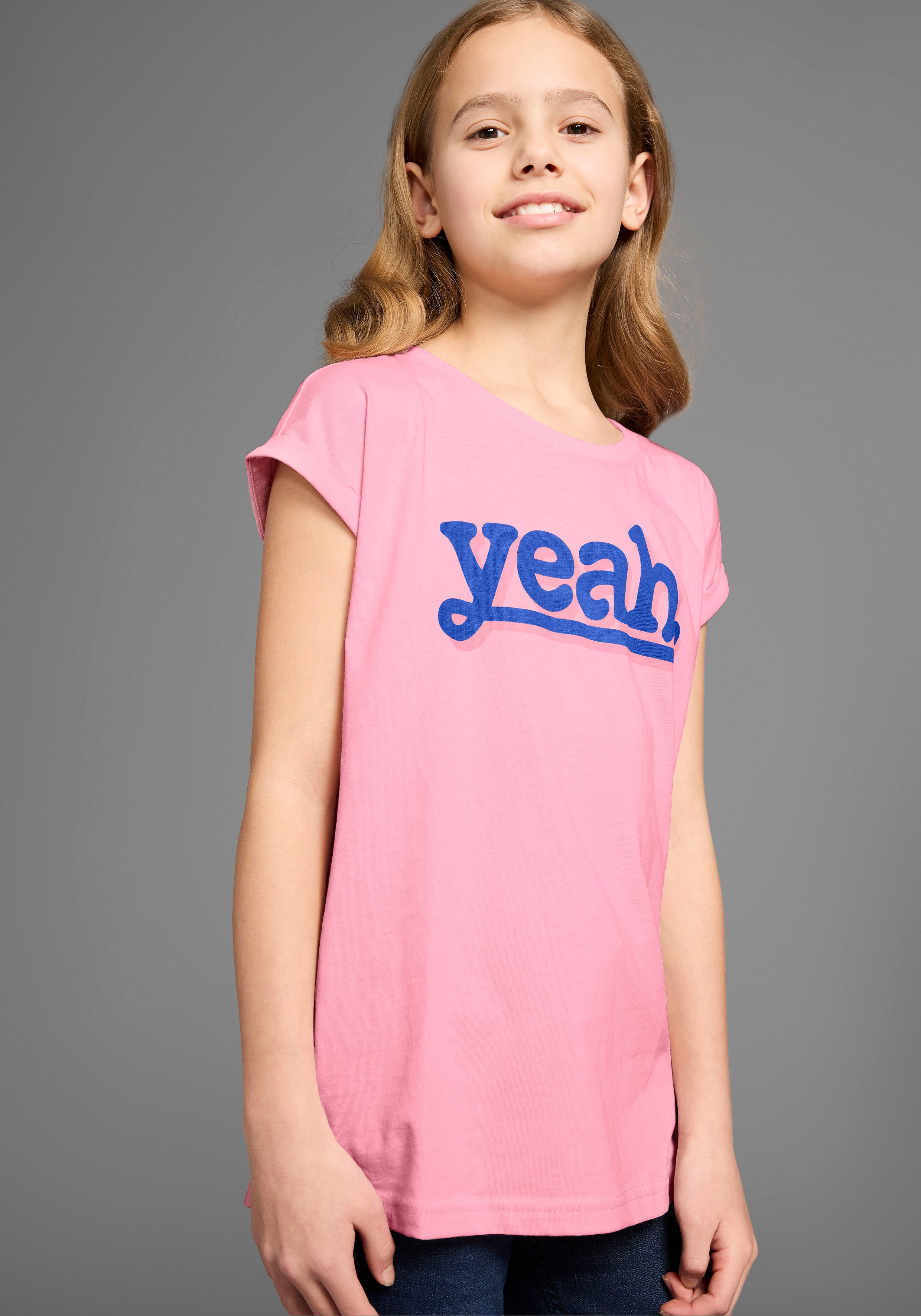 KIDSWORLD T-shirt Printshirt met overhangende schouder