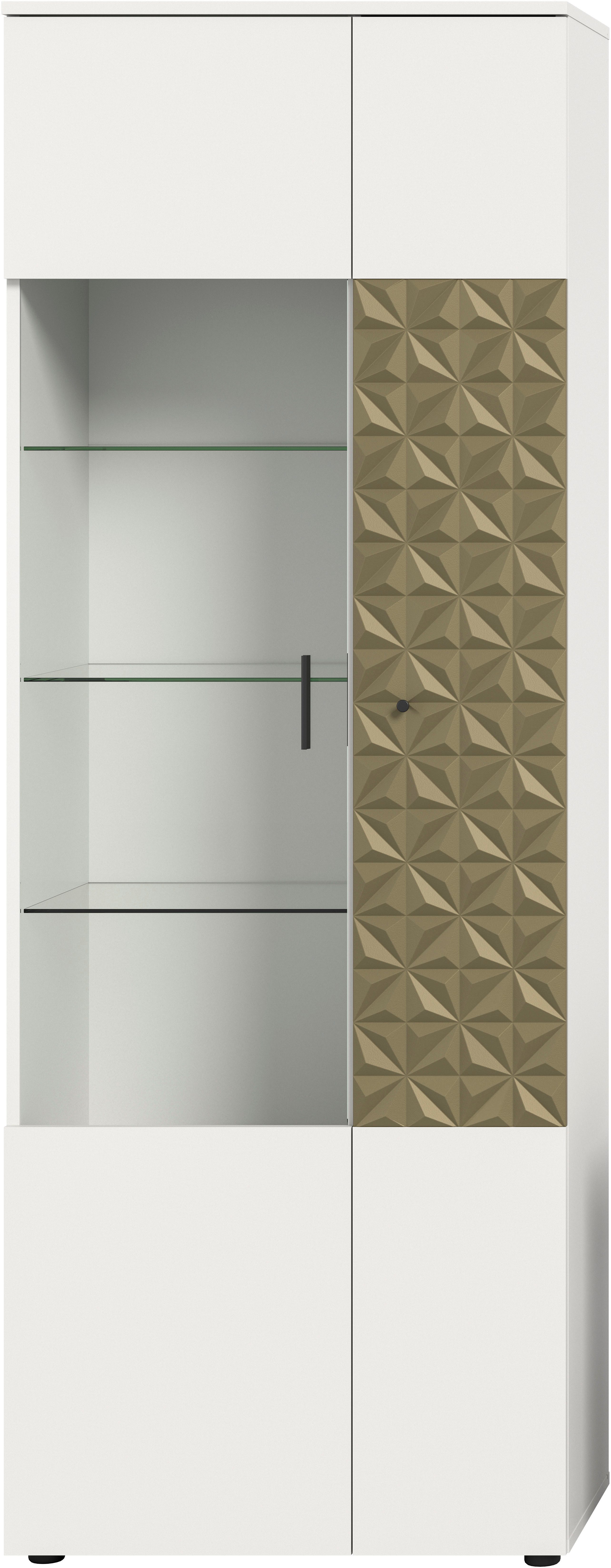 INOSIGN Vitrinekast Vicenza, hoogte 195 cm, ornamentafwerking, 2 deuren, 9 vakken