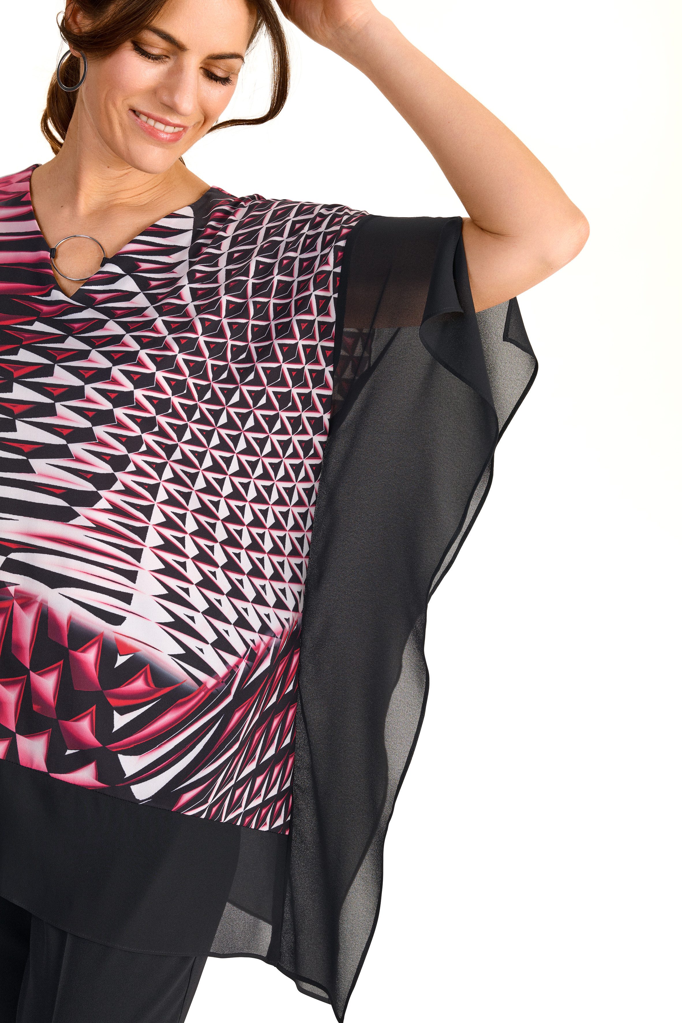 HERMANN LANGE Collection Shirt met vleermuismouwen met grafisch patroon