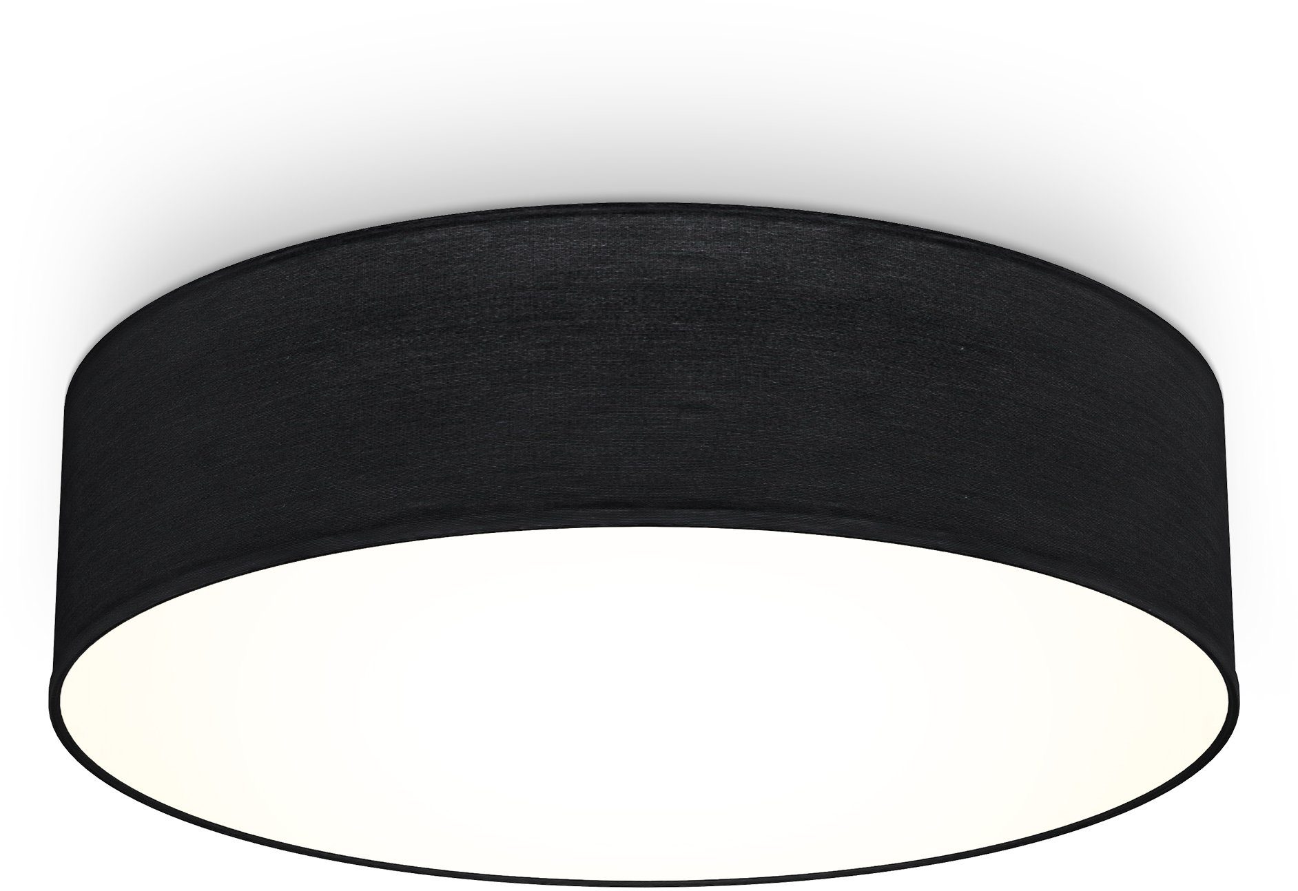 B.K.Licht Led-plafondlamp Plafondlamp, textiel lampenkap, zwart, slaapkamer, woonkamer