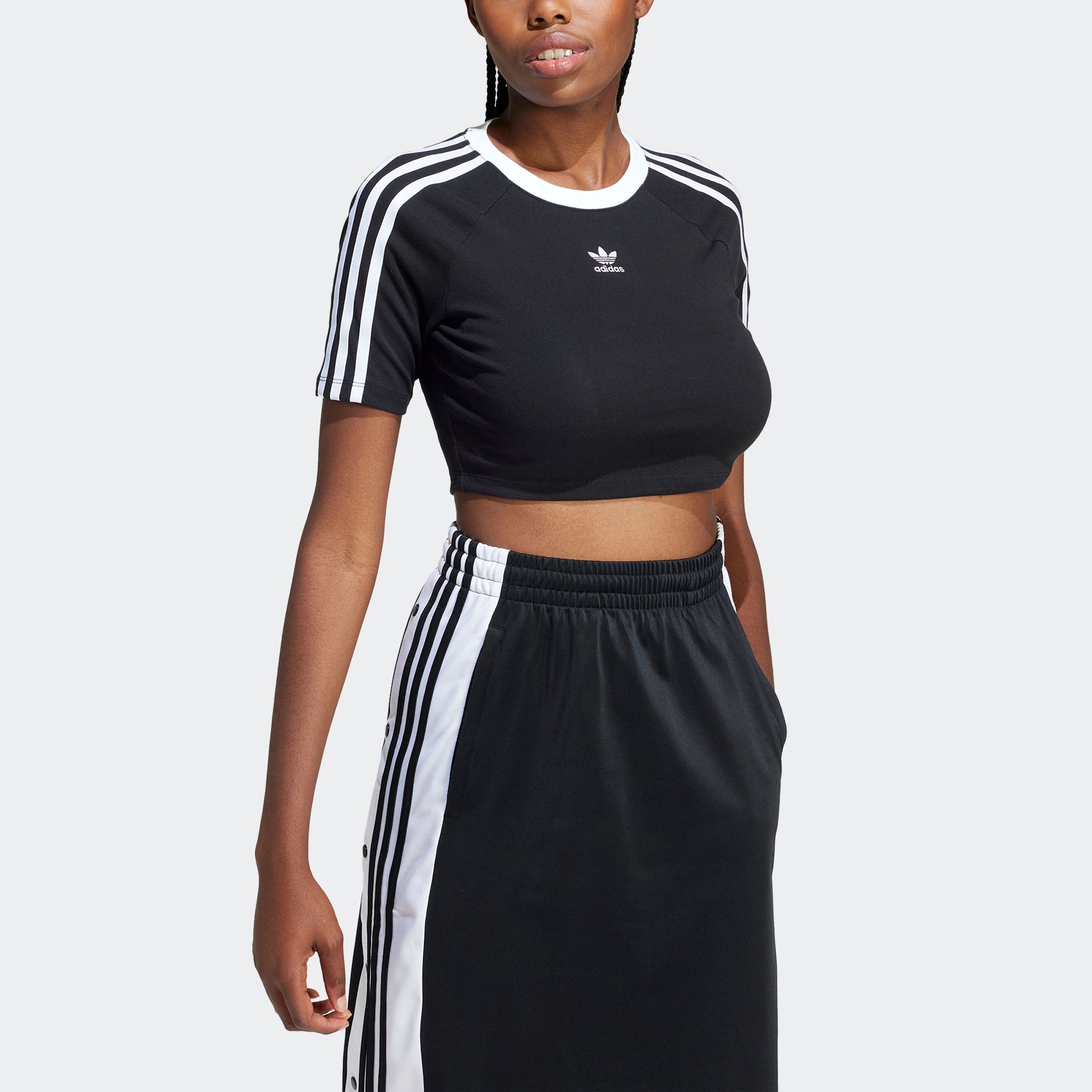 adidas Originals T-shirt 3 S BABY TEE Cropped drie-strepen shirt