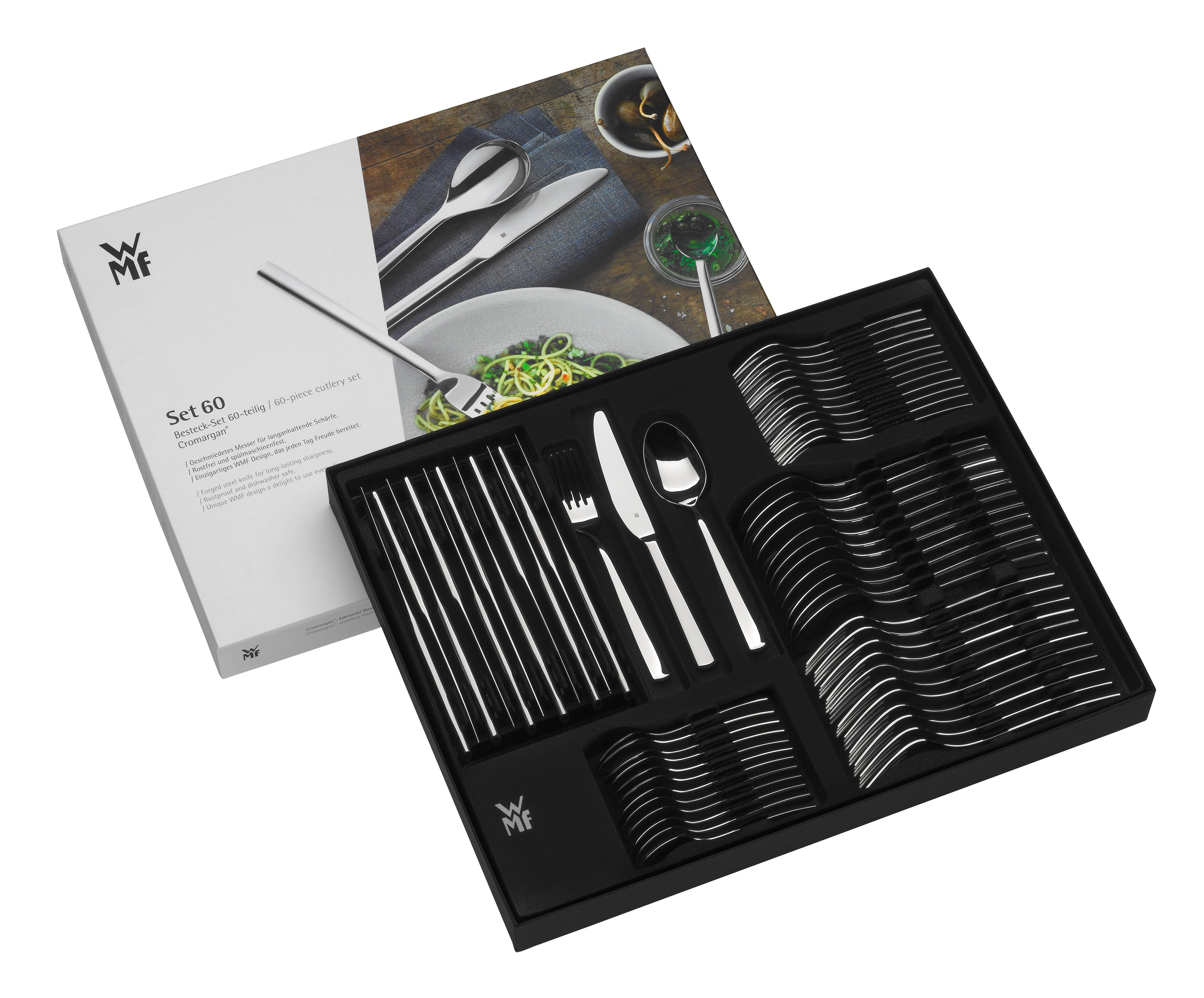 WMF Bestekset PALERMO Monobloc-messen, ergonomisch, gesmede messen, golfsnede (set, 30-delig)