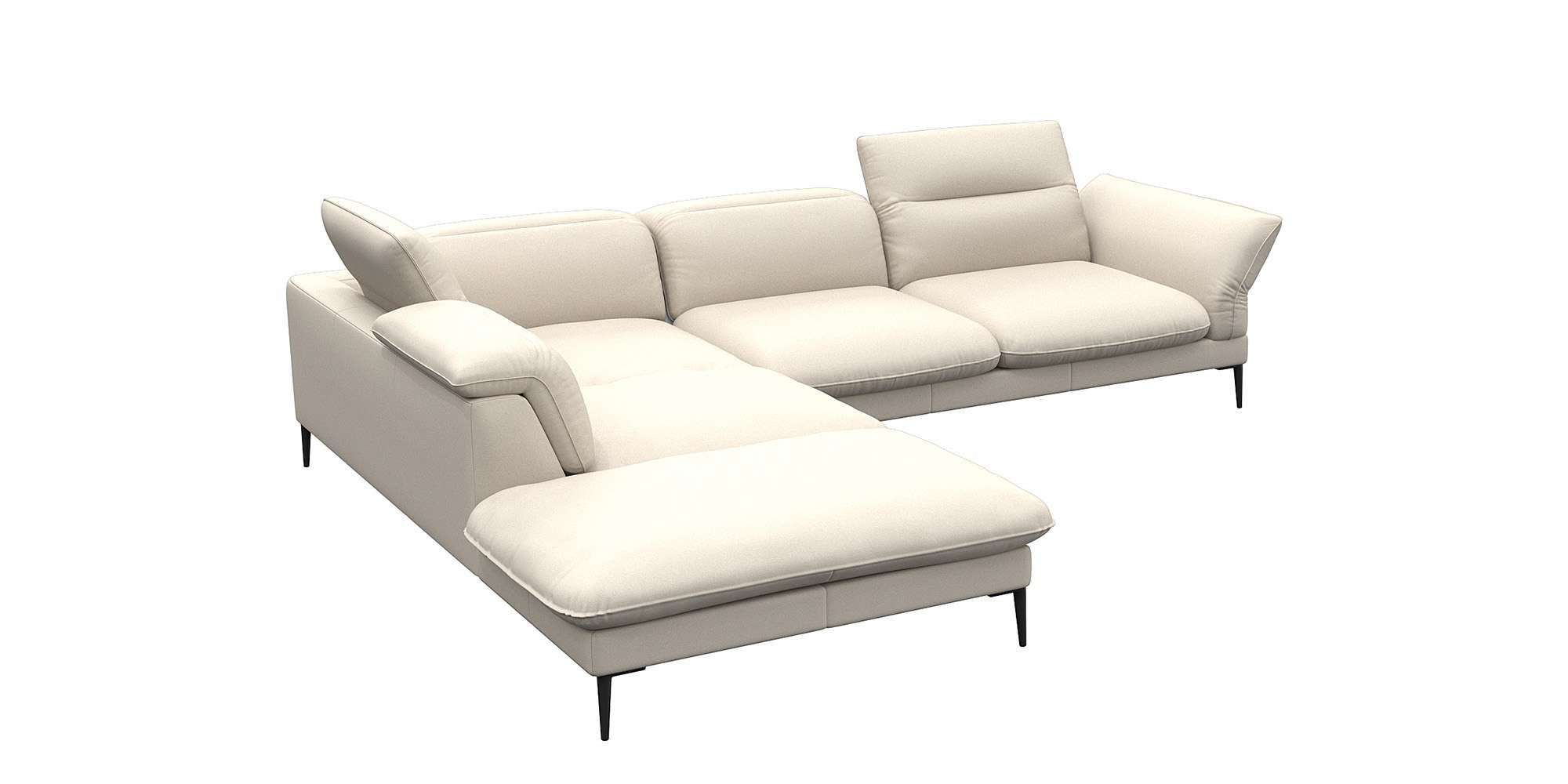 FLEXLUX Hoekbank Salino, functie-sofa met ottomane, relaxsofa, hoekbank Bank met arm- en hoofdeinde verstellingen, koudschuim & staalgolven