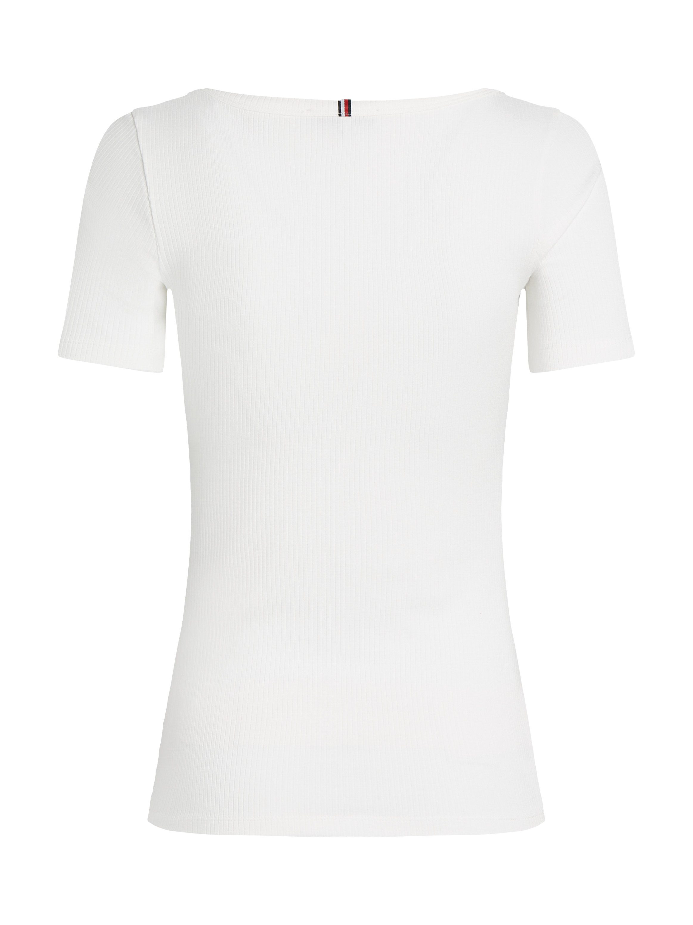Tommy Hilfiger Shirt met ronde hals SLIM 5X2 RIB O-NK SS met discreet geborduurd tommy hilfiger logo