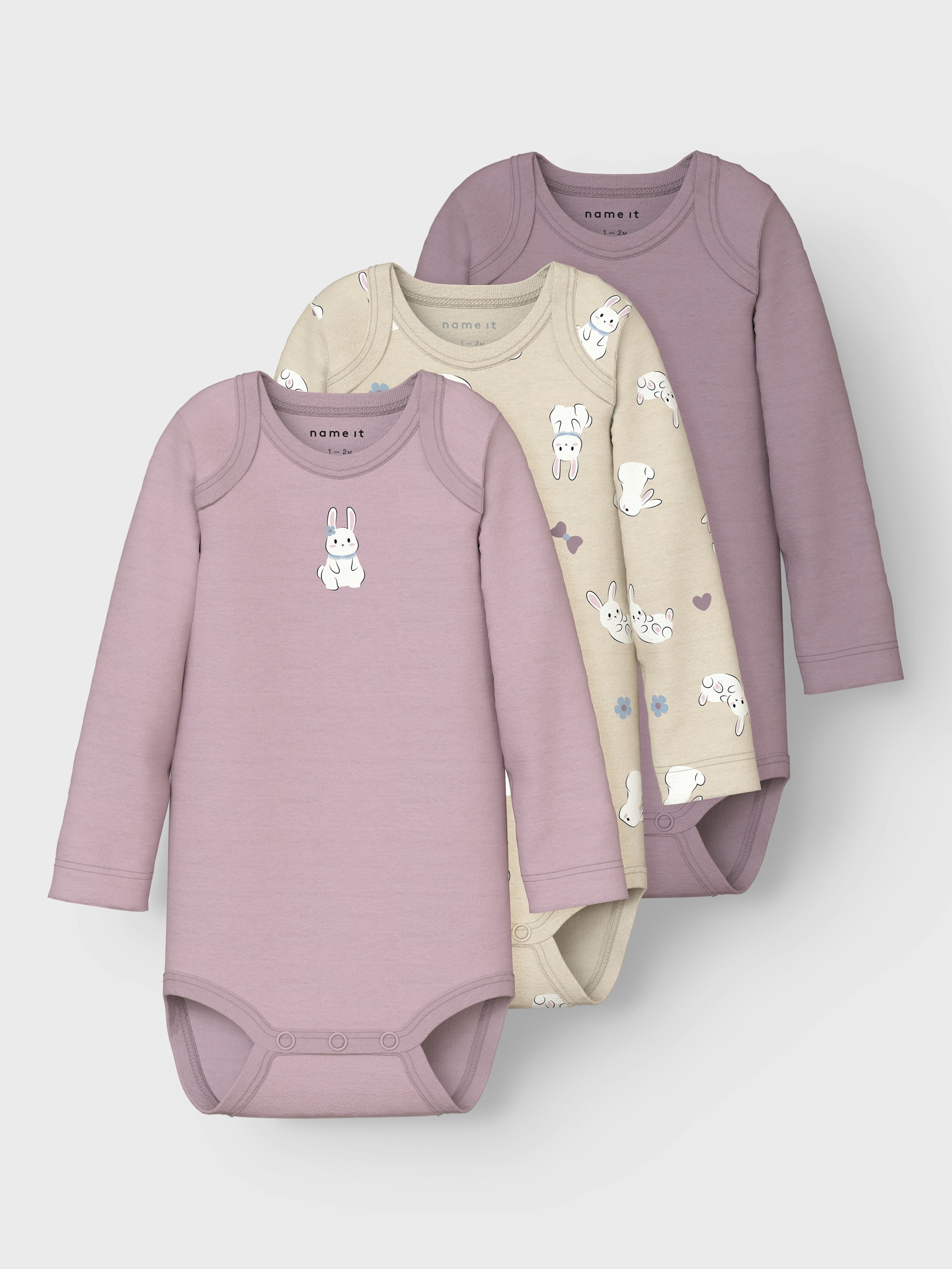 Name It Body NBFBODY 3P LS SUMMR SAND RABBIT NOOS (set 3-delig)