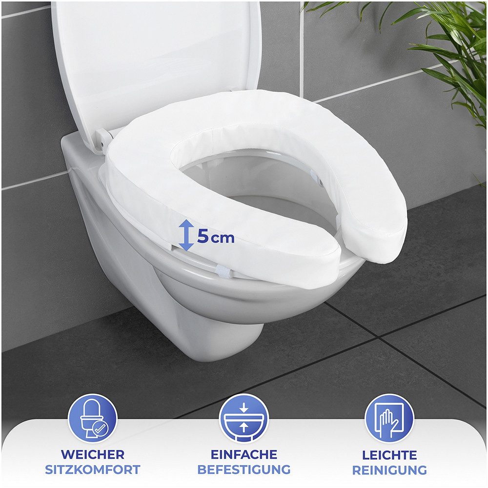 Maximex Verhoogde toiletbril hoes WC-zitkussen SOFT Vervangbare hoes voor comfort WC-zitting verhoging 2 in 1, afneembaar (1 stuk)