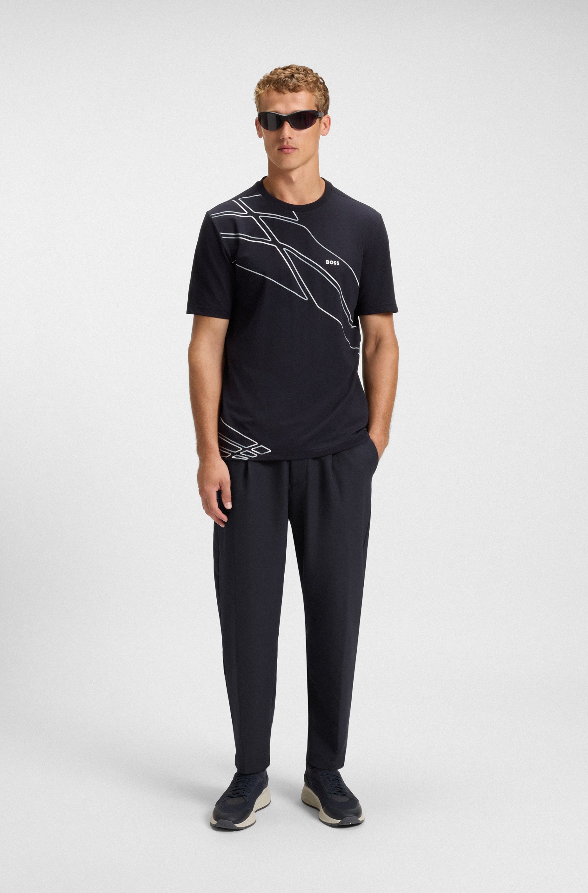 BOSS GREEN Geweven broek T Convert-Pleat met trekkoord en merklabel