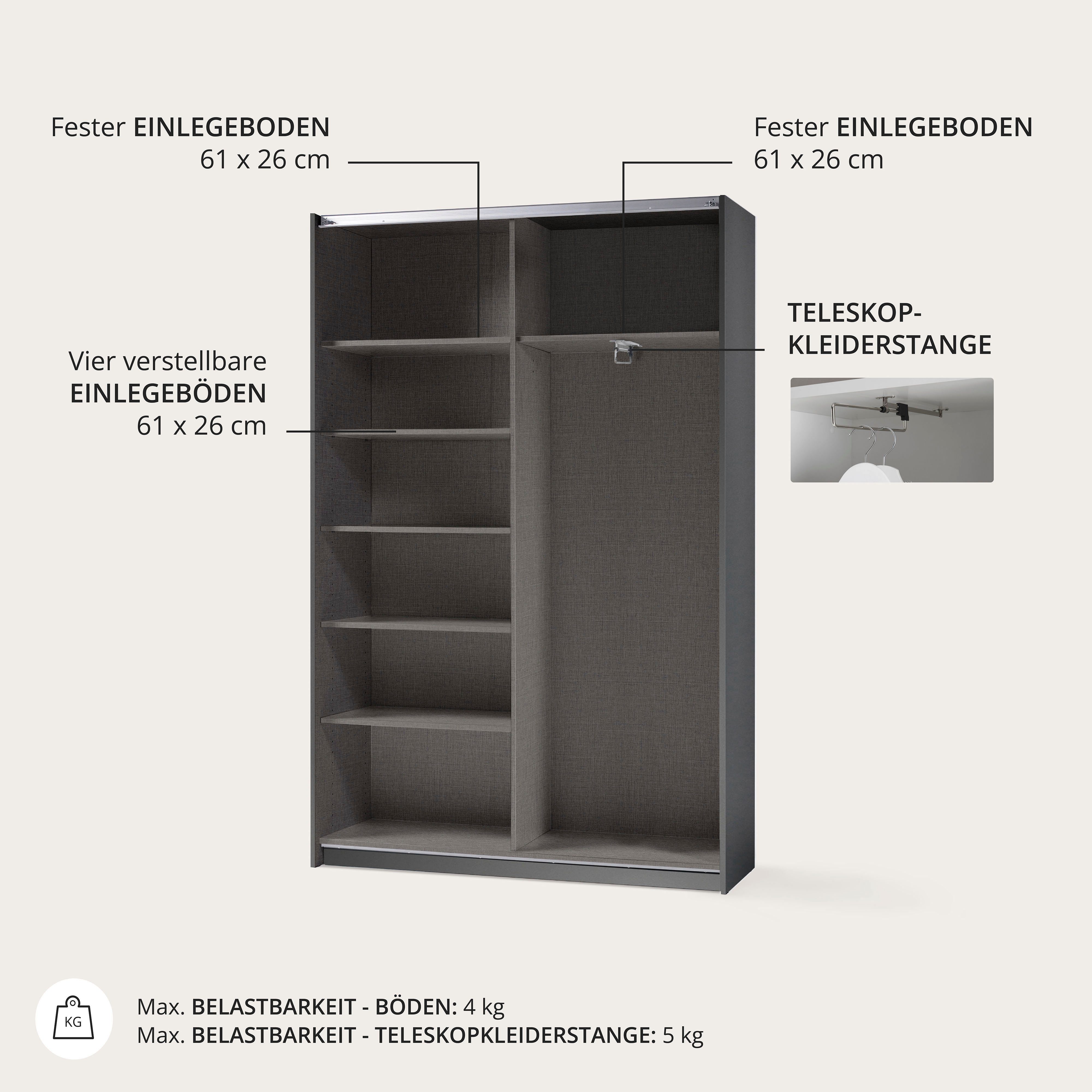 Schlafkontor Schuifdeurkast Heimo/Fast kast kledingkast garderobe OTTO´s CHOICE weinig diepte, uitschuifbare kledingstang, garderobekast, 6 planken