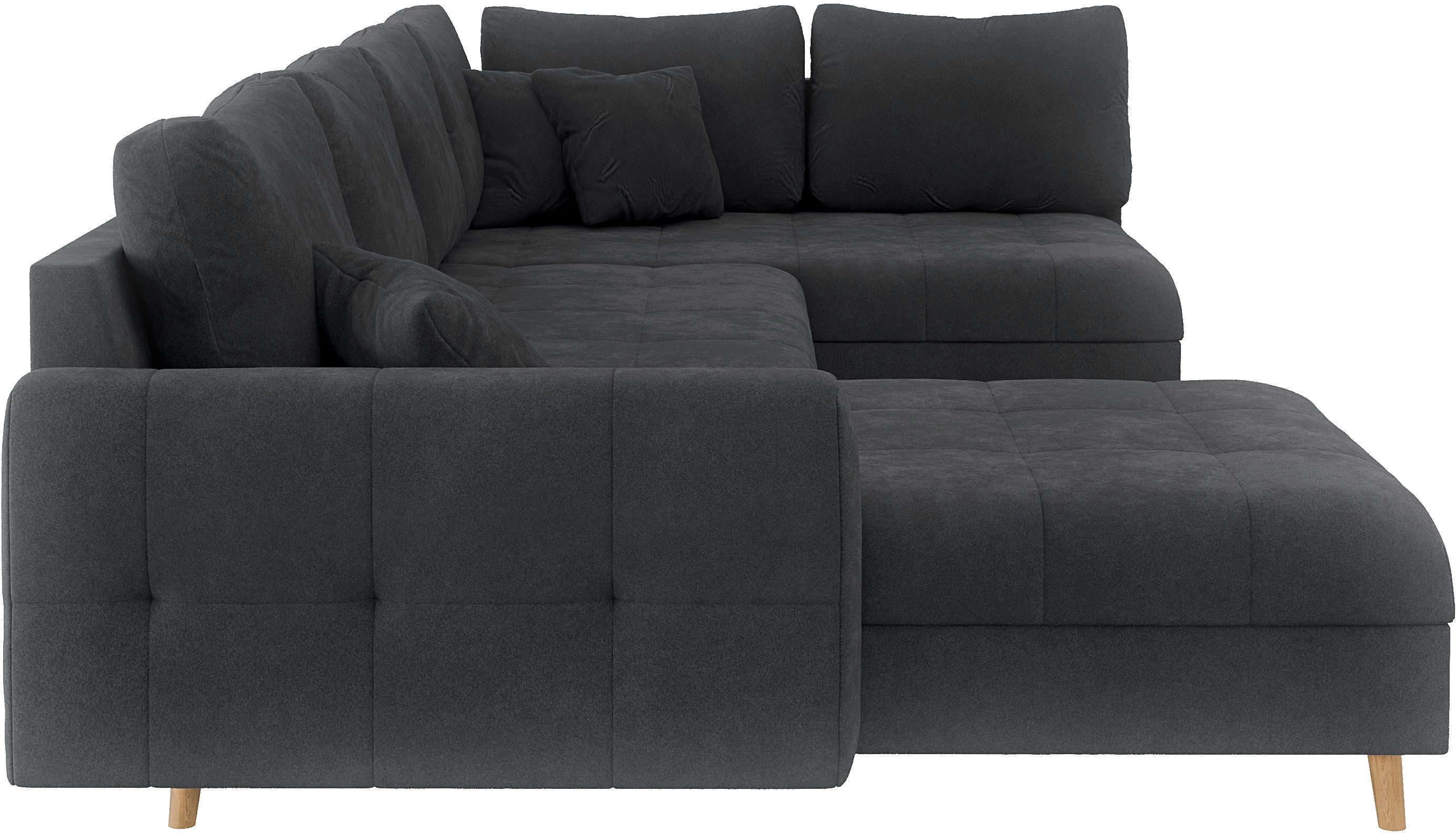 Home affaire Zithoek CHARRE U-vorm met ottomane, afmetingen B/D/H: 310/161/81 cm fijne stiksels, losse rug- en sierkussens, ook in cord en bouclé