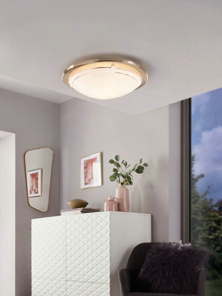 EGLO Plafondlamp PLANET 1 plafondlamp, nikkel-mat, staal, glas, keukenlamp, E27 (1 stuk)