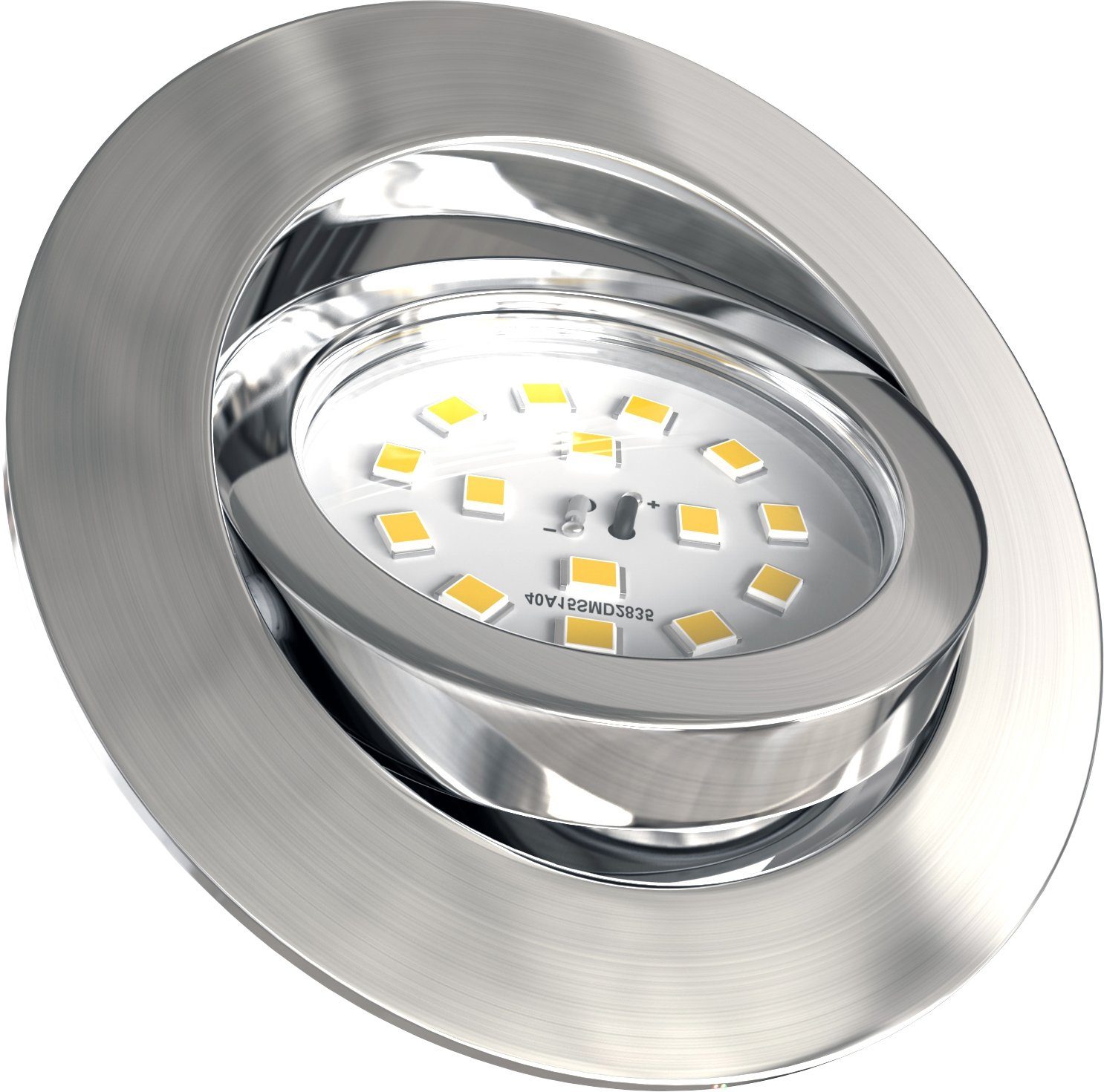 B.K.Licht Ledinbouwlamp 5-delige inbouwspot, dimbare plafondspots, platte spots 3.000k, 470 lumen, 5,5w, kunststof, 8,2 x 2,8 cm, nikkel