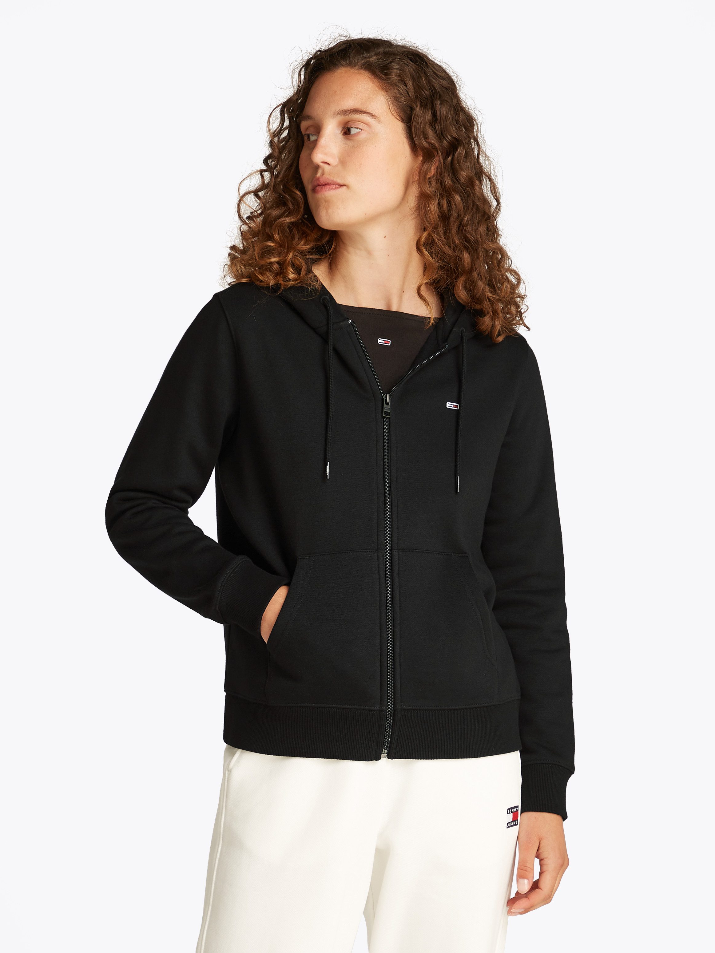 TOMMY JEANS Sweatvest TJW REG S FLAG ZIP THRU dames sweatvesten maat S (36) zwart