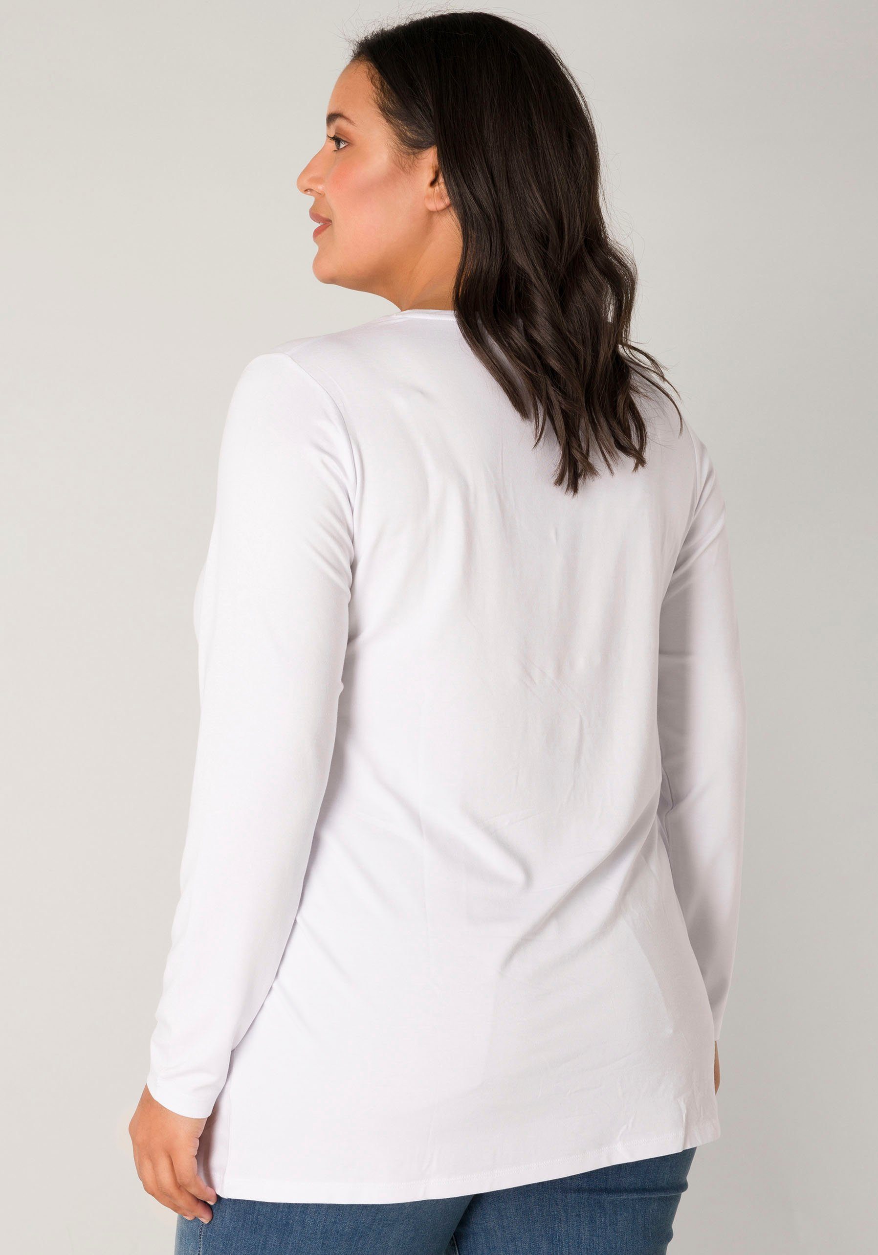 Base Level Curvy Shirt met lange mouwen met v-hals