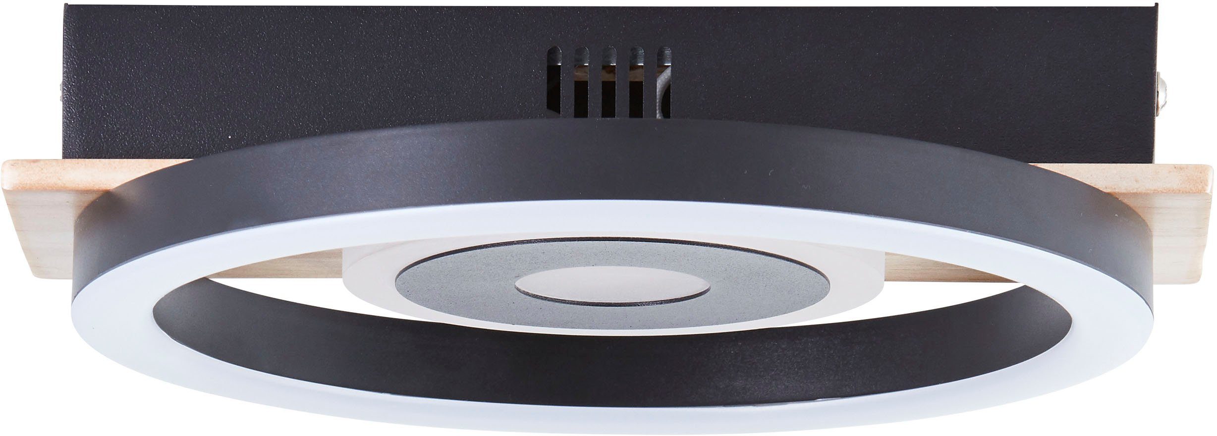 my home Led-plafondlamp Lysann plafondlamp 22 x 20 cm, 12 w, 1100 lm, 3000 k, hout/metaal, bruin/zwart (1 stuk)