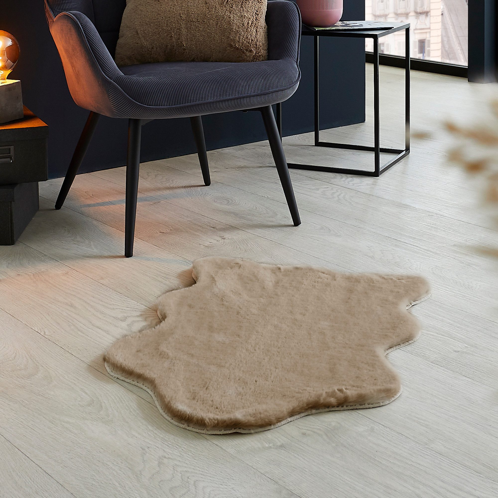 my home Vachtvloerkleed Lugano Kunstbont, uni kleuren, zacht & knuffelig, ook als 2-set verkrijgbaar dieren vloerkleden bruin