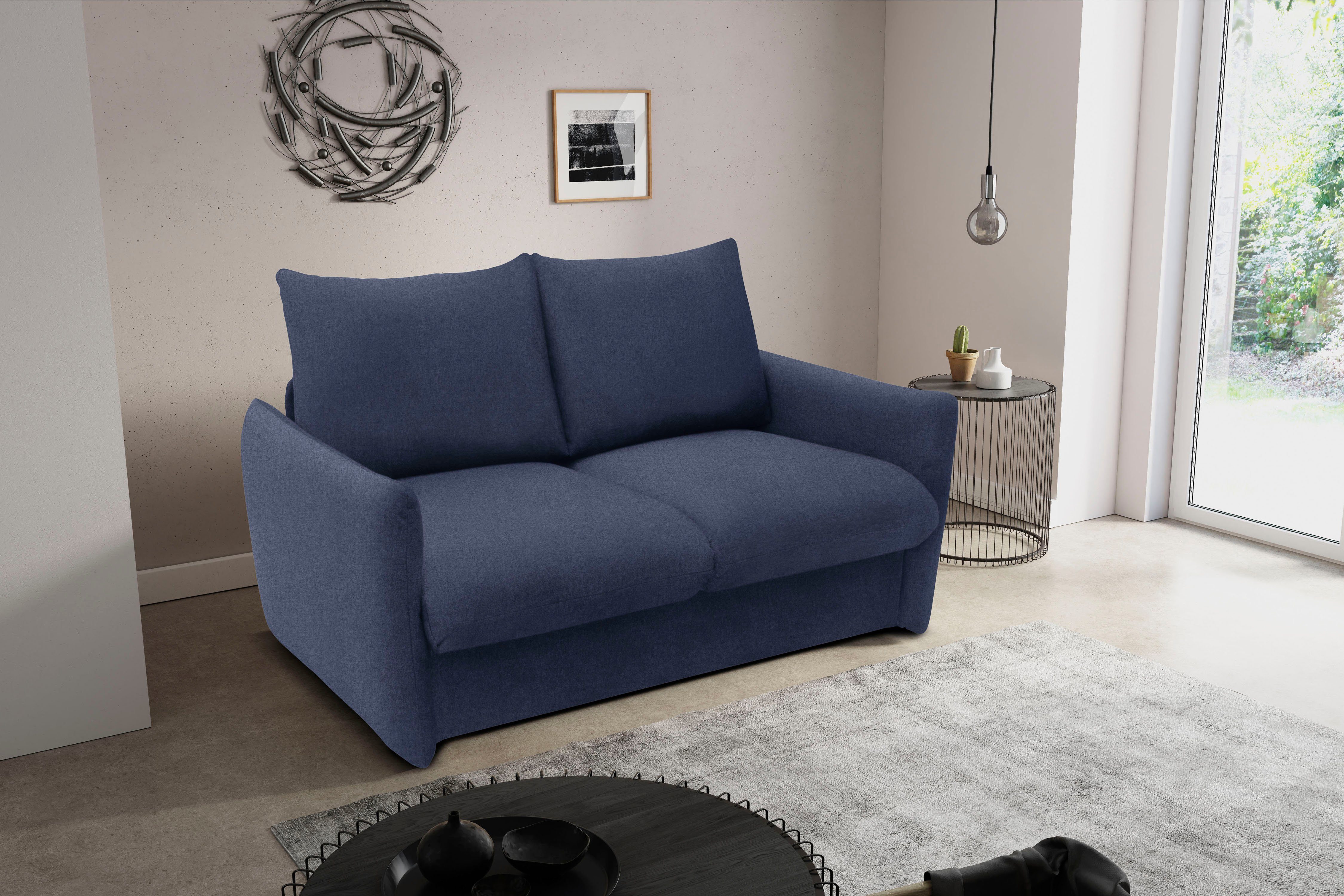 DOMO collection Slaapbank 700023 Slaapbank functie, binnenvering, 2-zits, stabiel ligoppervlak blauw, slaapbanken