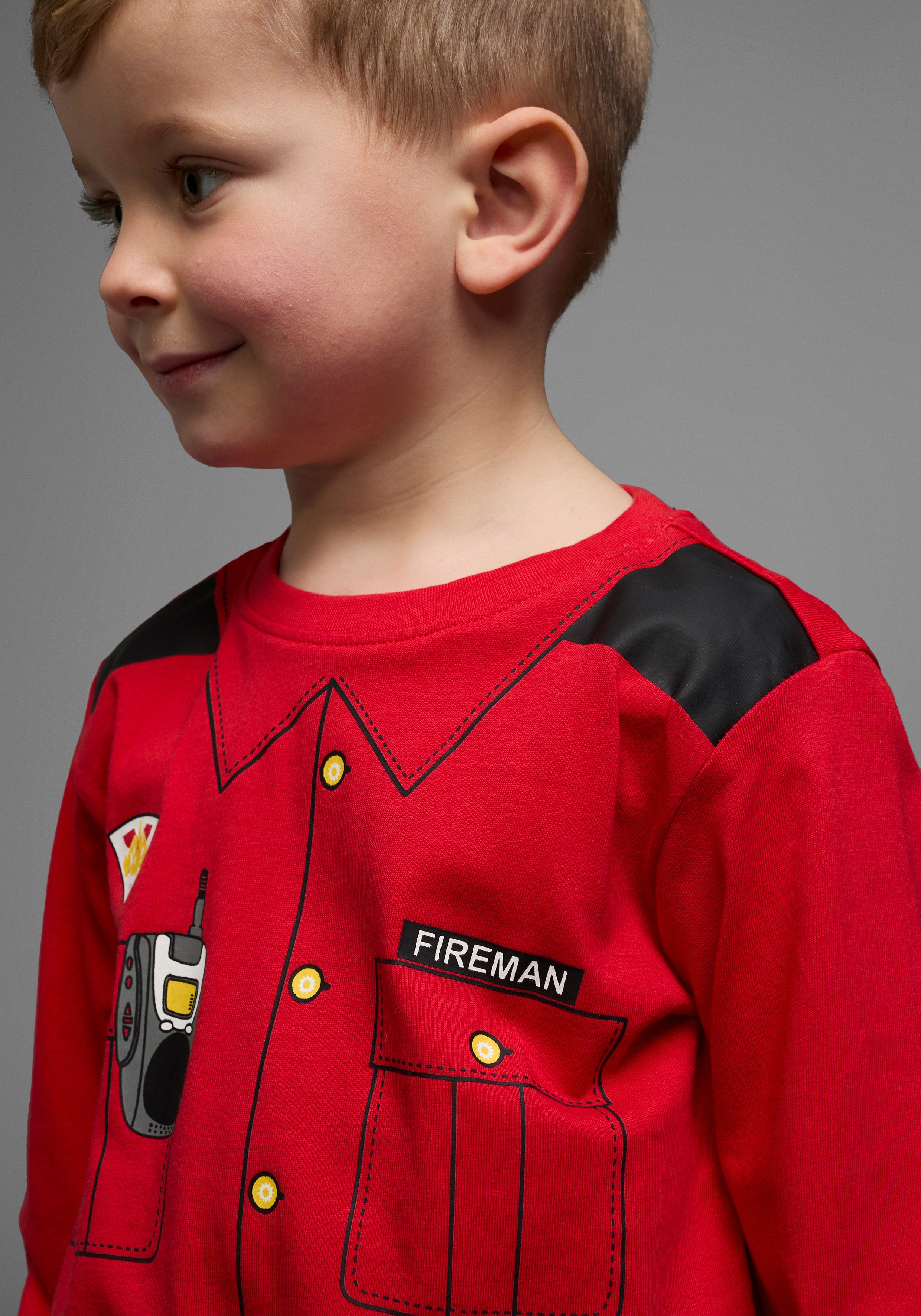 KIDSWORLD Shirt met lange mouwen Brandweer Lange mouwen, basic pasvorm, bedrukt, ronde hals