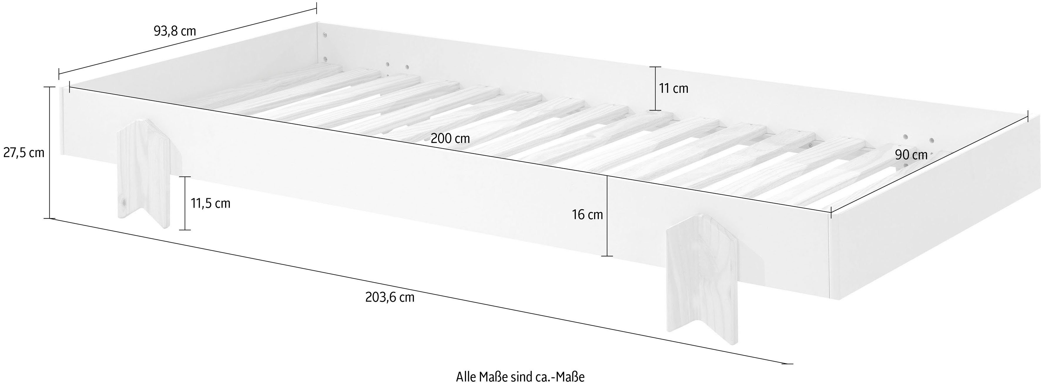 Vipack Kinderledikant Modulo Tienerbed, 1-persoons, stapelbed met poten in pijl-look