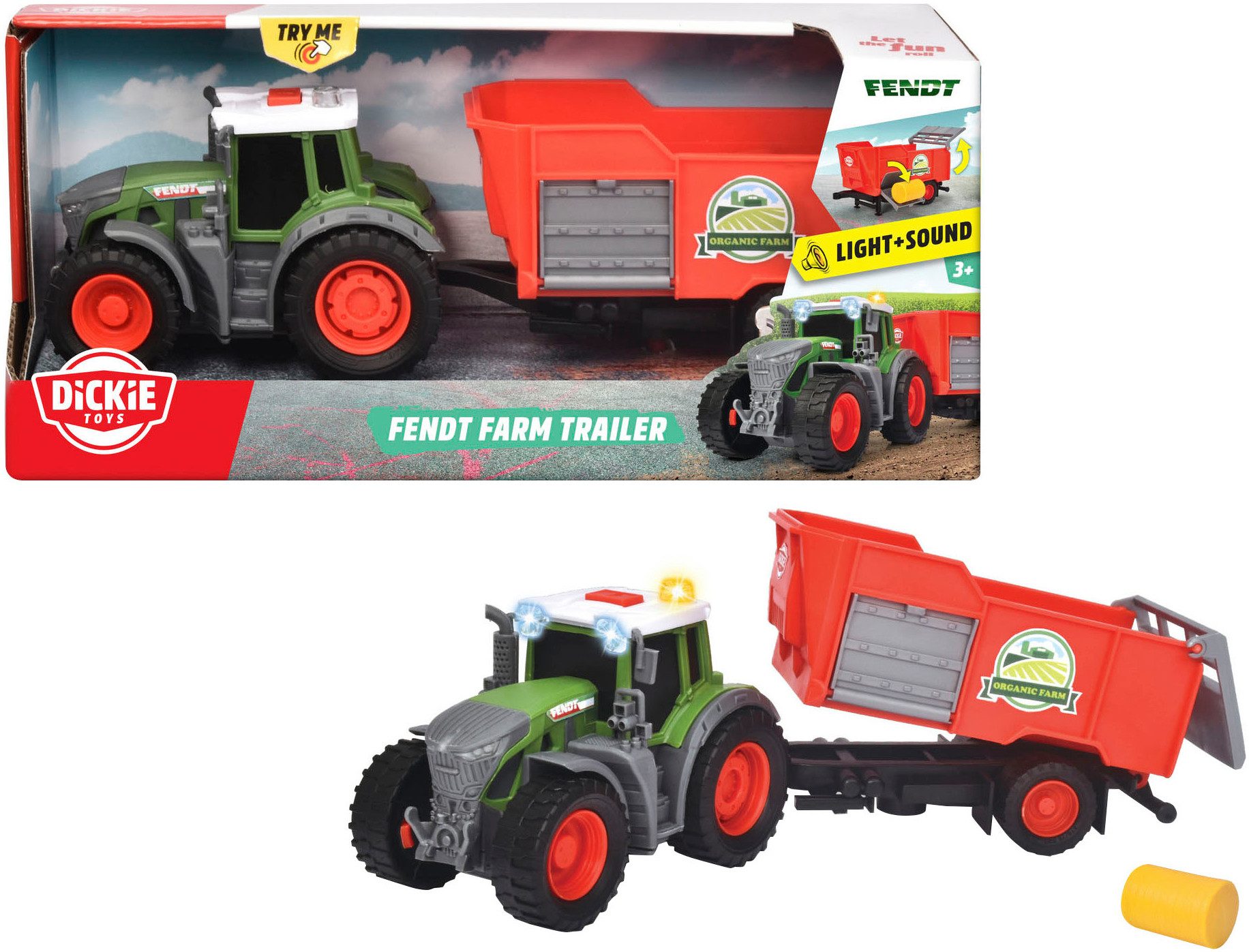 Dickie Toys Speelgoed-tractor Fendt farm trailer met licht en geluid