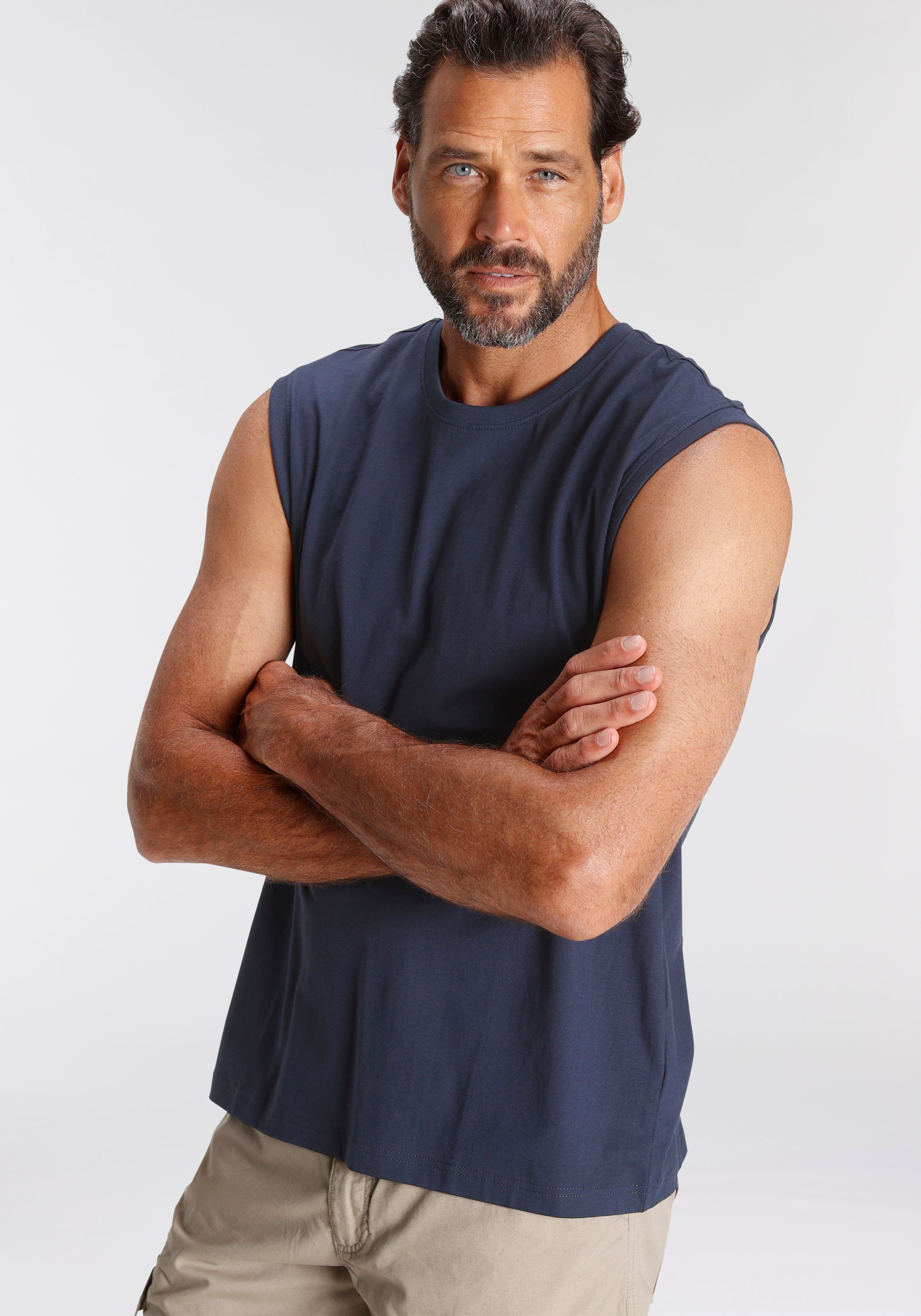 Man's World Muscle-shirt mouwloos, bedrukt, ronde hals, van 100% katoen (2-delig, Set van 2)