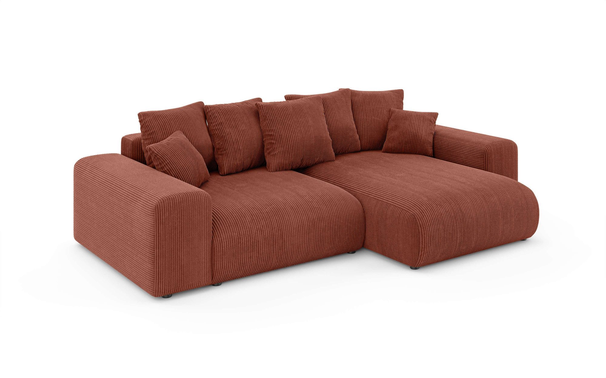 Home affaire Hoekbank LAKESIDE met bedfunctie en bedlade, B/D/H 257/166/84 cm L-vorm, recamiere aan beide zijden monteerbaar, golfondersteuning