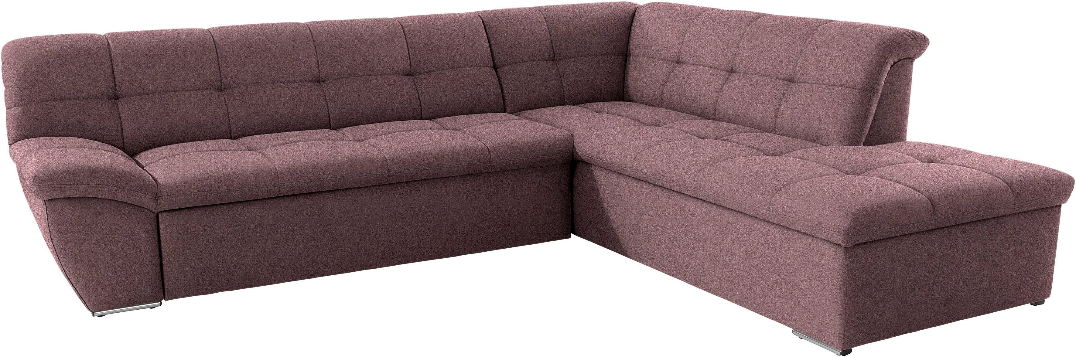 DOMO collection Hoekbank Lagoa, moderne Sitzheftung, bequem und komfortabel, L-Form naar keuze met slaapfunctie, vrij plaatsbaar, grote veelvoud aan kleuren