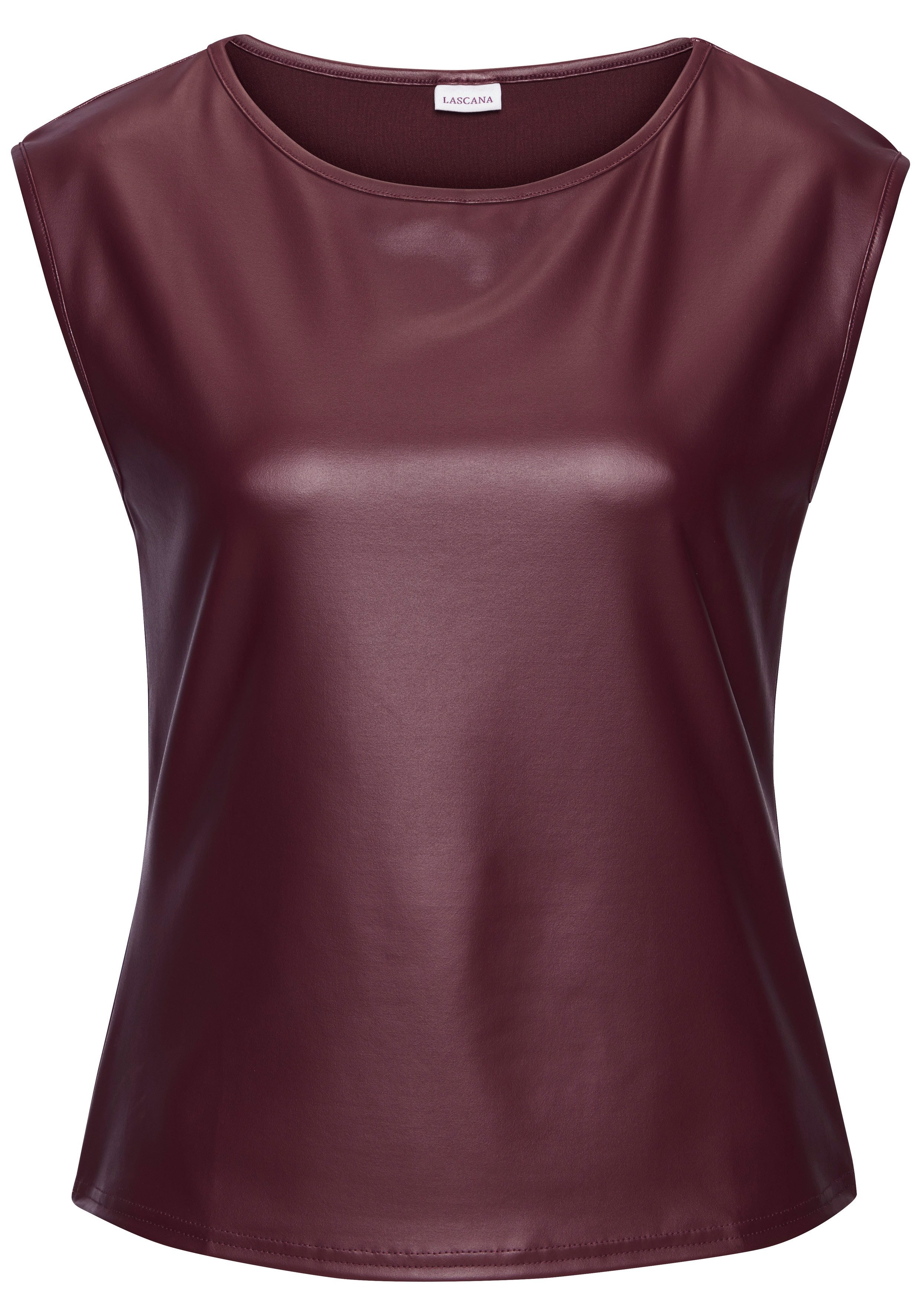 Lascana Shirt met ronde hals van imitatieleer, party top