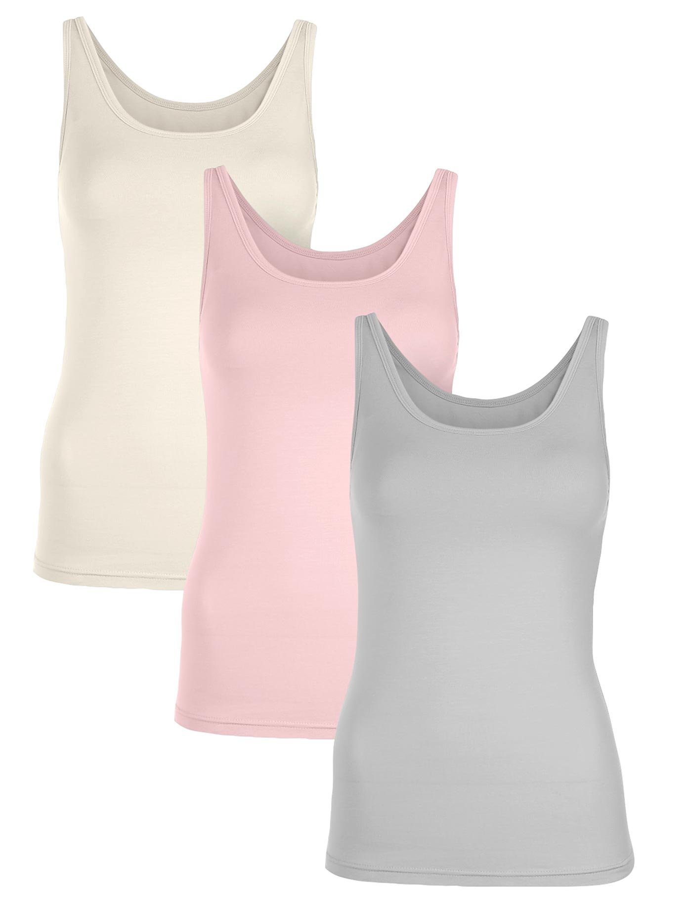 wäschepur Top (3 stuks) dames onderhemden maat 36/38 multicolor