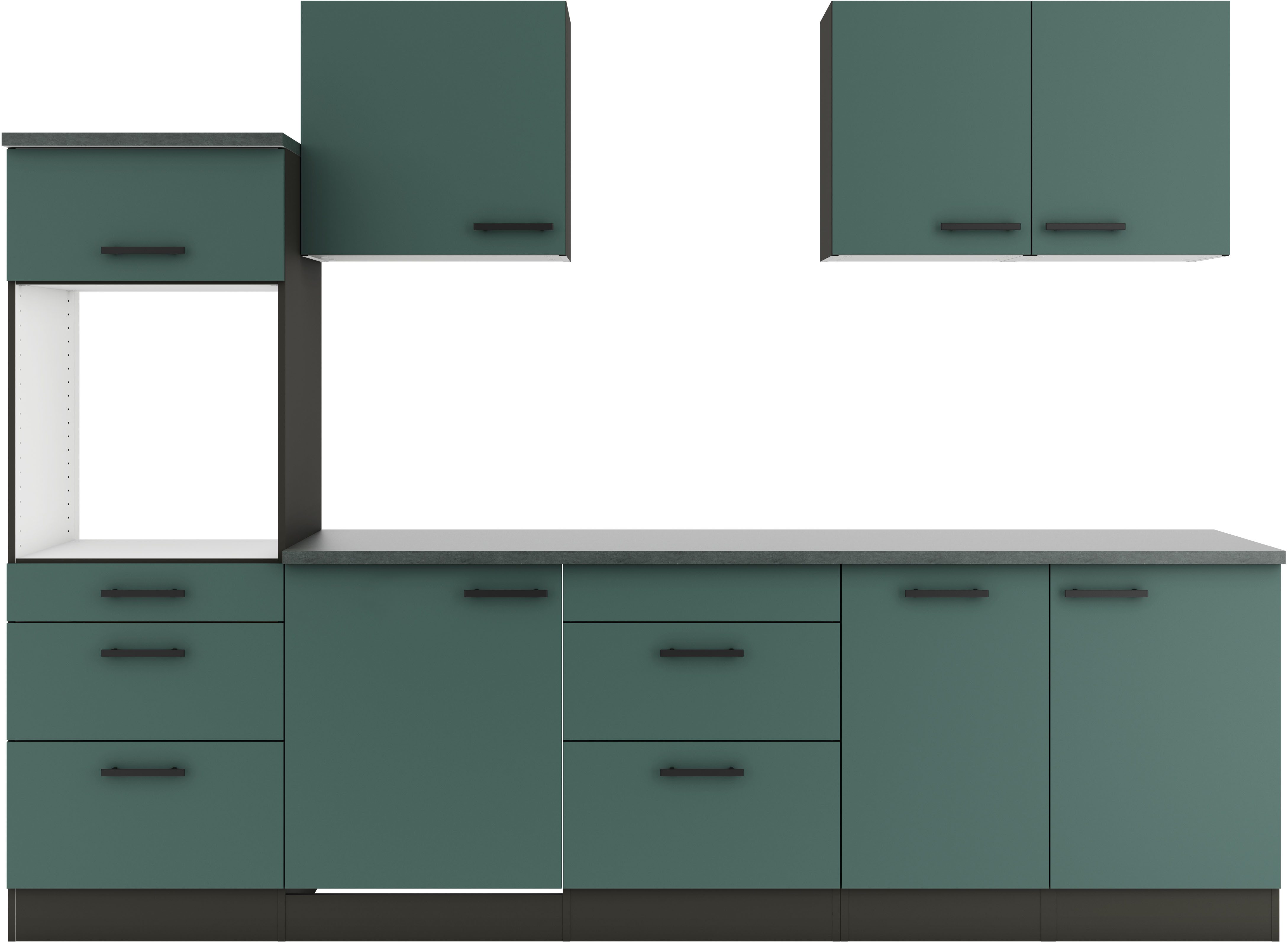 OPTIFIT Keukenblok Palma Breedte 270 cm, optioneel met E-apparaten, aan de zijkant omkeerbaar keukenkast series groen