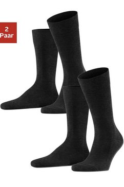 falke business-sokken met logo-breisel (2 paar) zwart