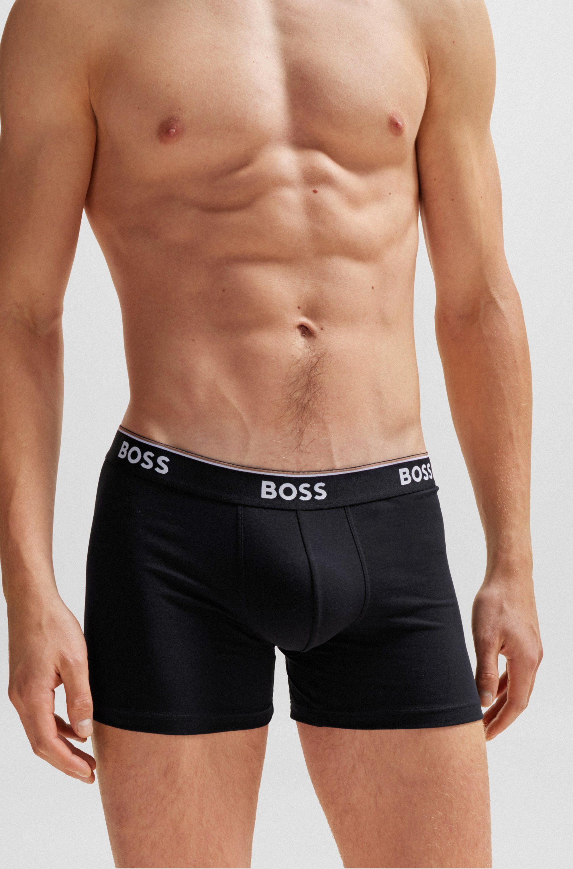 BOSS Lange boxershort BRIEF 3 PACK met in kleur bijpassende weefband (3 stuks)