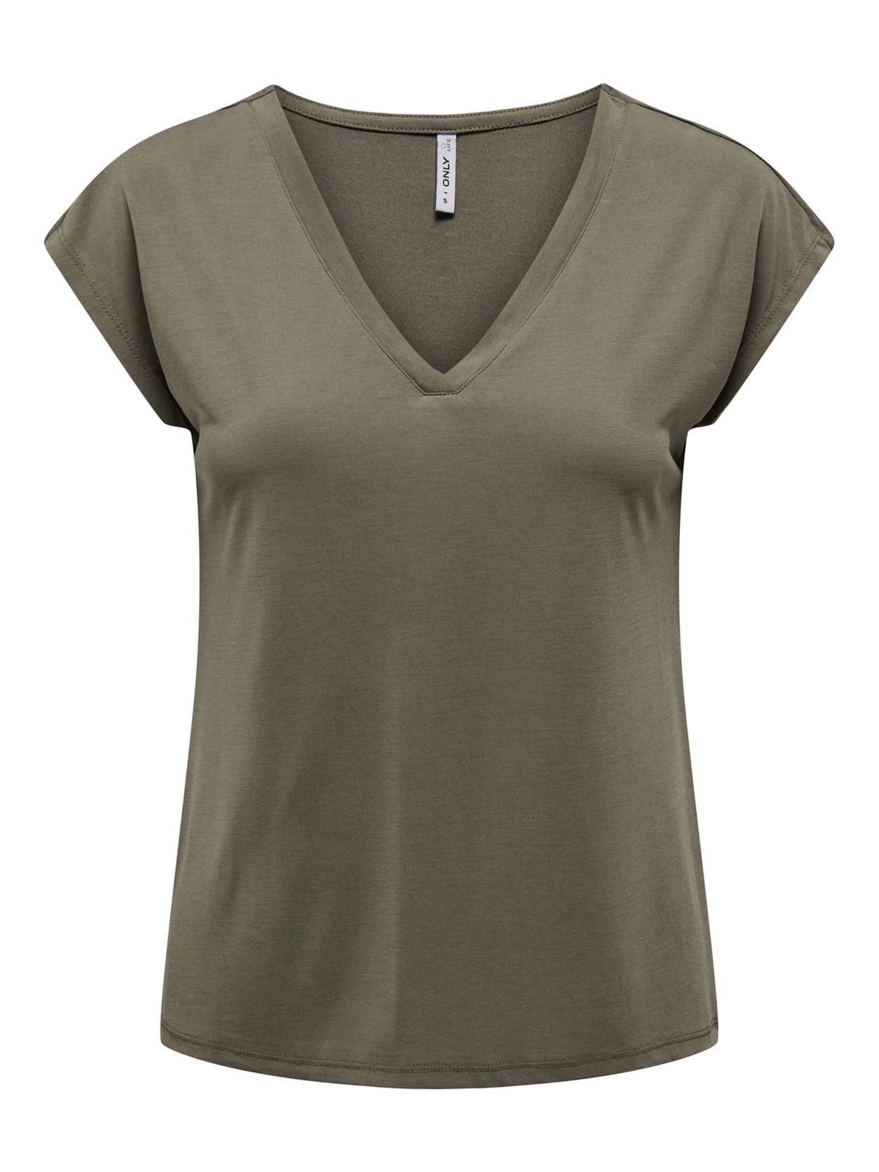 Only Shirt met V-hals ONLFREE S S MODAL V-NEC TOP BOX JRS NOOS