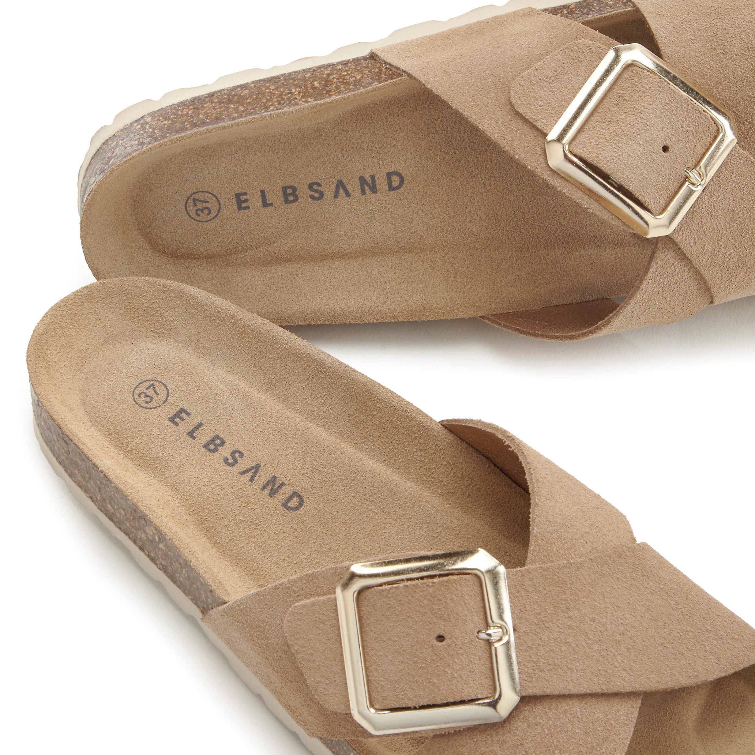 Elbsand Slippers Mule, sandaal, open schoen van hoogwaardig leer met zacht comfortkurk voetbed