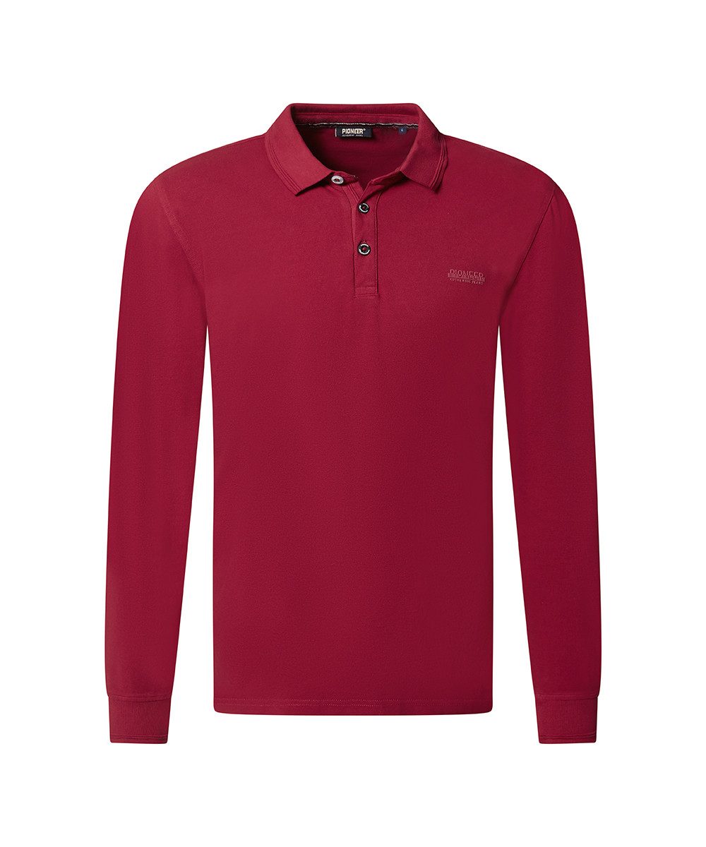 Pioneer Authentic Jeans Poloshirt met lange mouwen met kraag en knopenlijst
