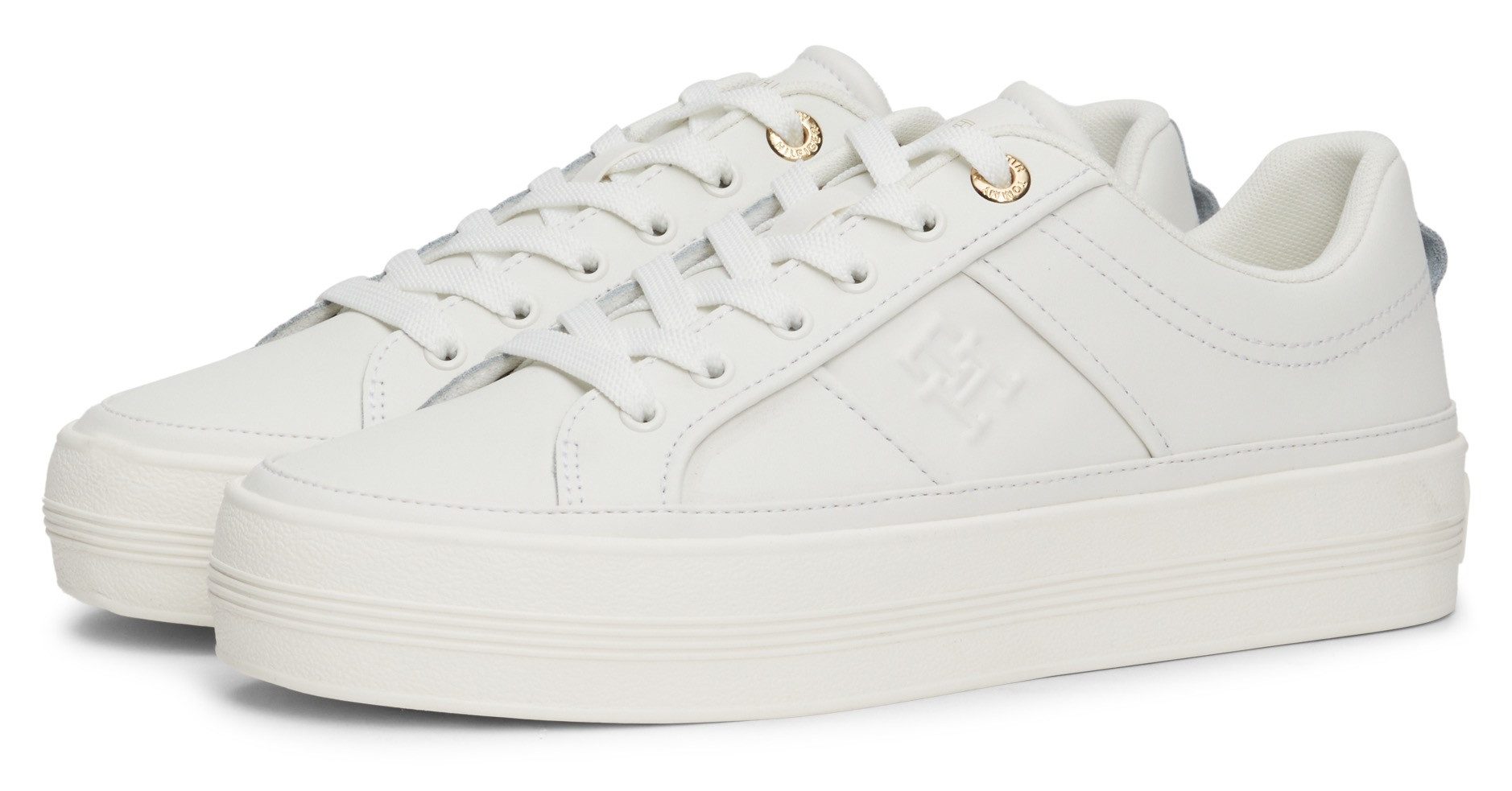 Tommy Hilfiger Plateausneakers ESSENTIAL VULC SNEAKER MONOGRAM , vrijetijdsschoen, lage schoen, veterschoen met monogram