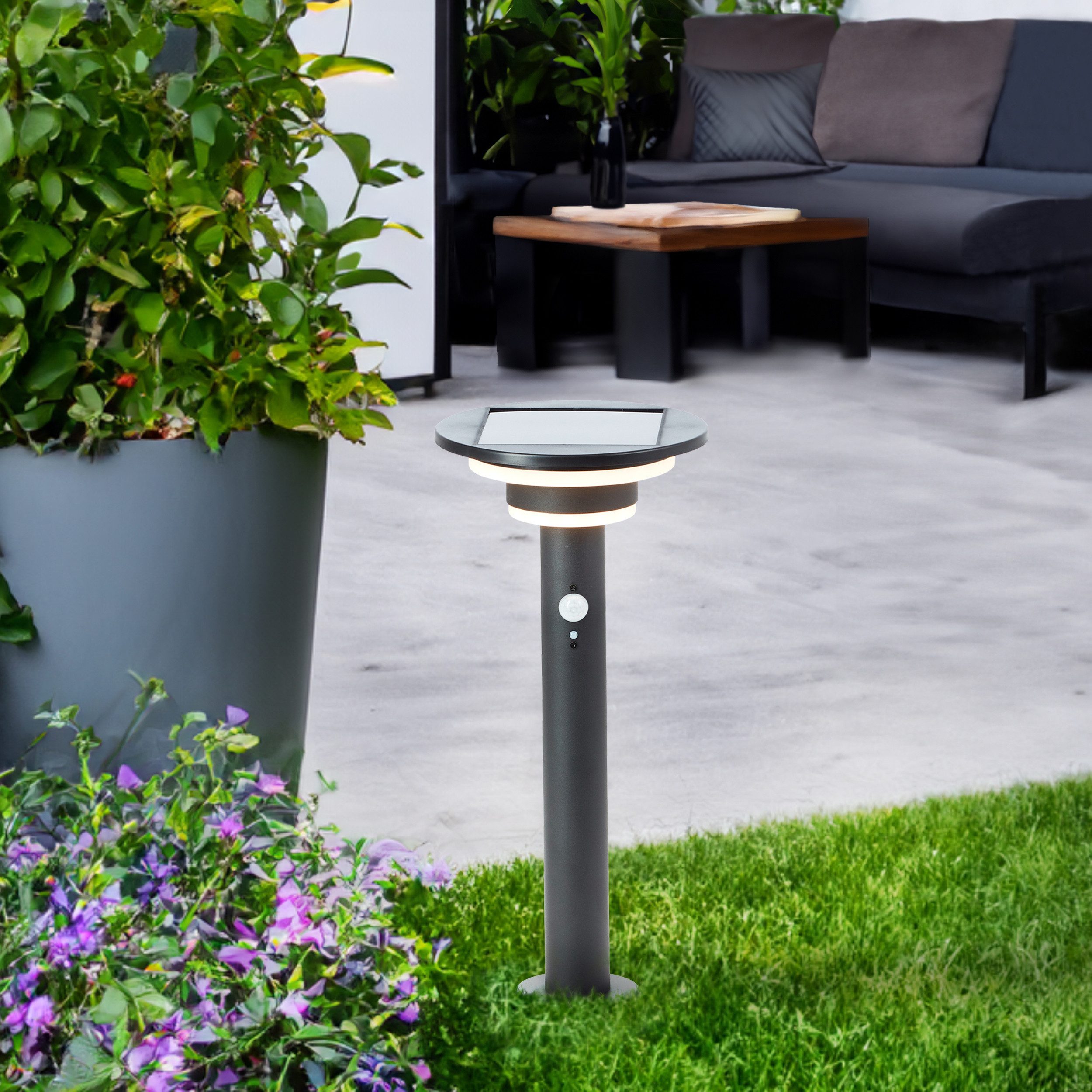 Brilliant Leuchten Led-sokkellamp Garvina Solar, 45 cm, 430 lm, 3000 K, roestvrij staal, mat zwart